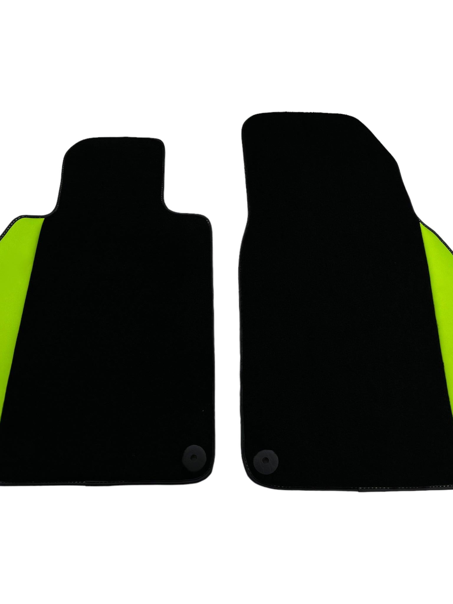 Black Floor Mats for Porsche 718 Boxster (2016-2023) with Green Leather ER56 Design - AutoWin