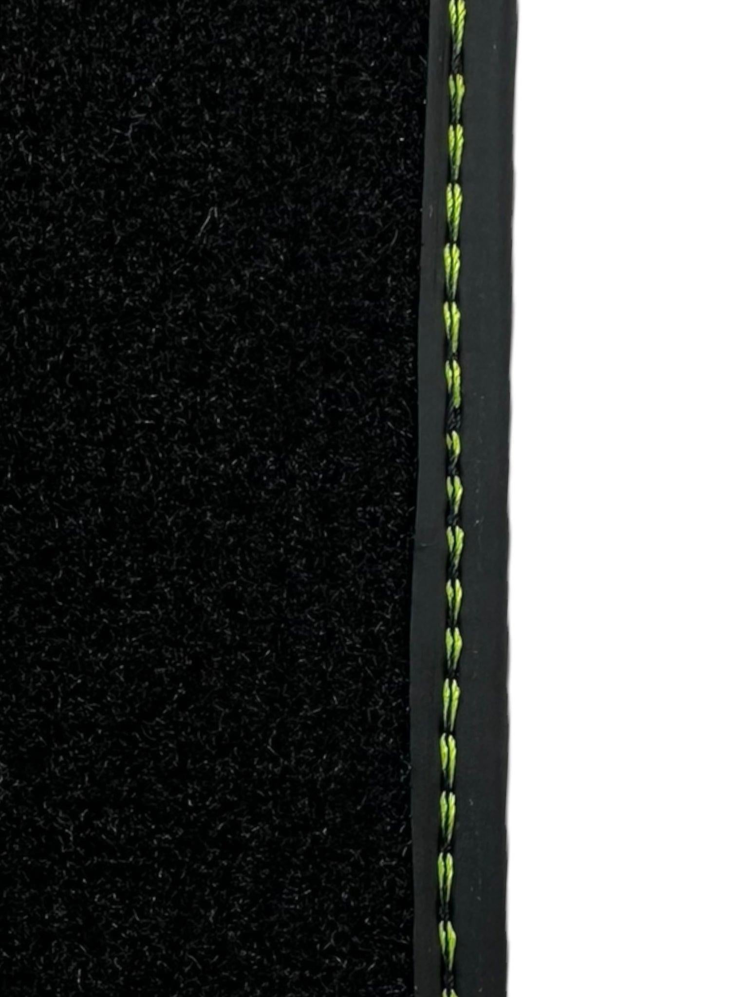 Black Floor Mats for Porsche 911 - 992 (2019-2024) with Green Leather ER56 Design - AutoWin