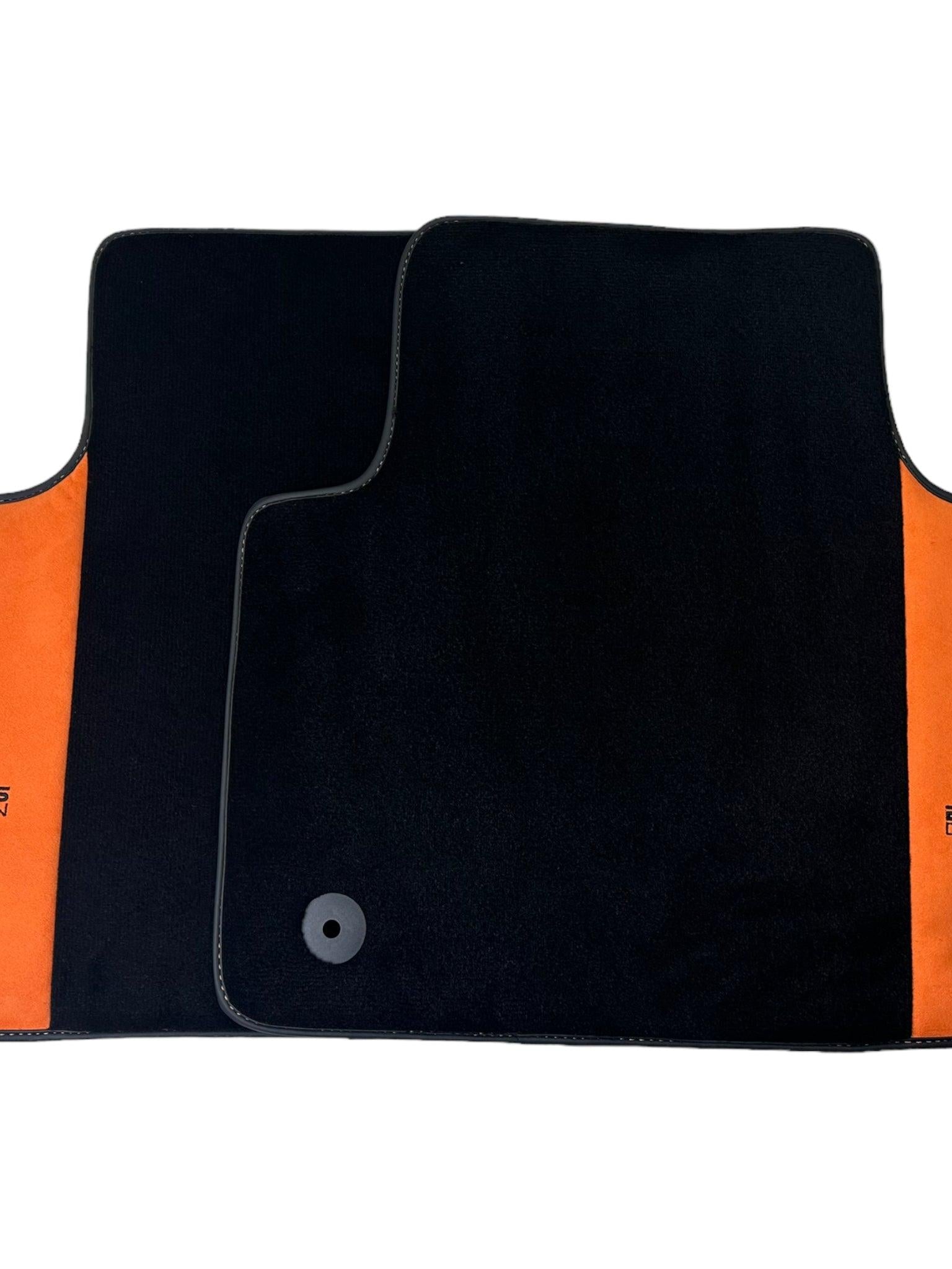 Black Floor Mats for Porsche Cayenne (2003-2010) with Orange Alcantara Leather ER56 Design