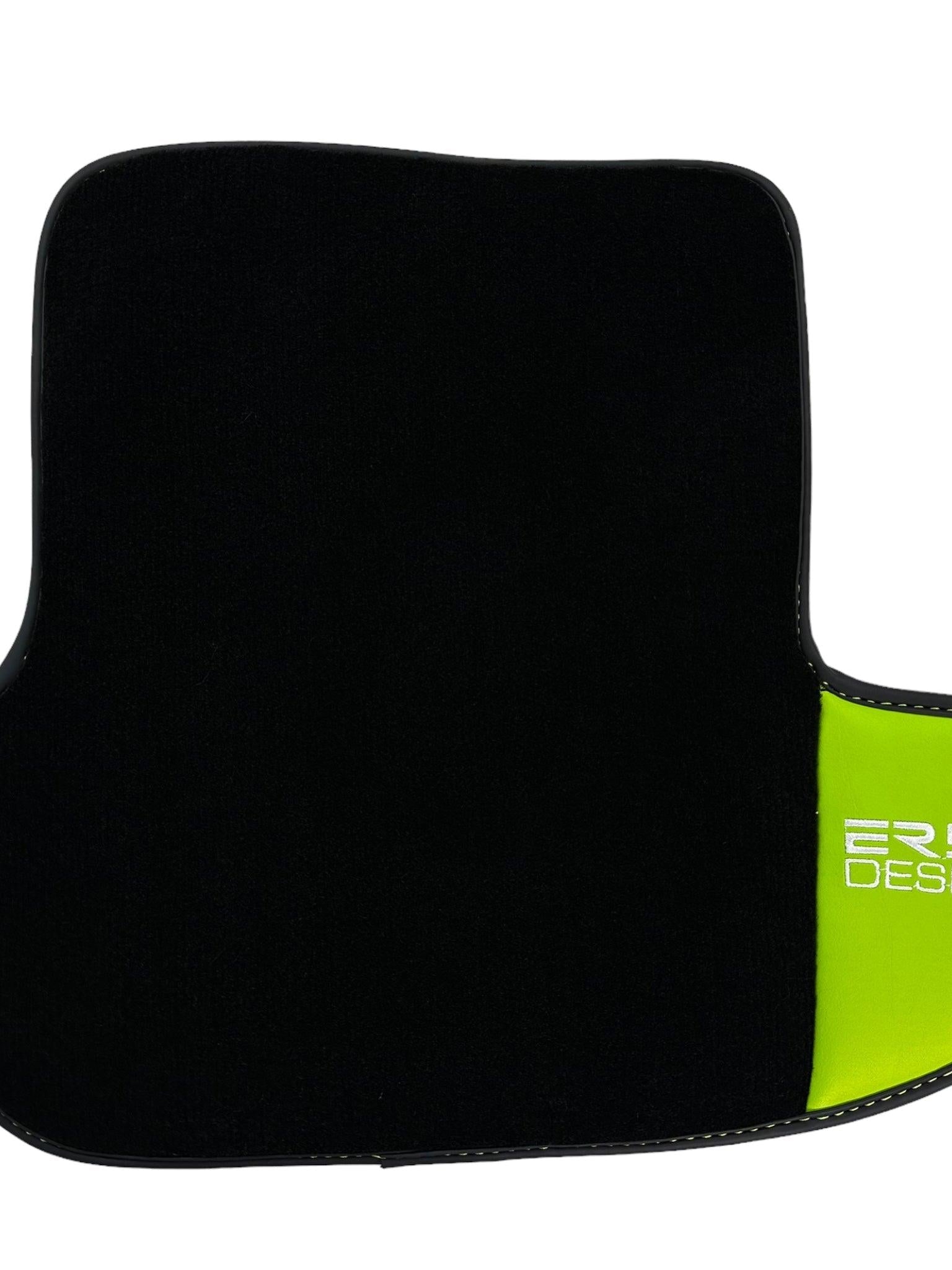 Black Floor Mats for Porsche Cayenne (2010-2018) with Green Leather ER56 Design - AutoWin