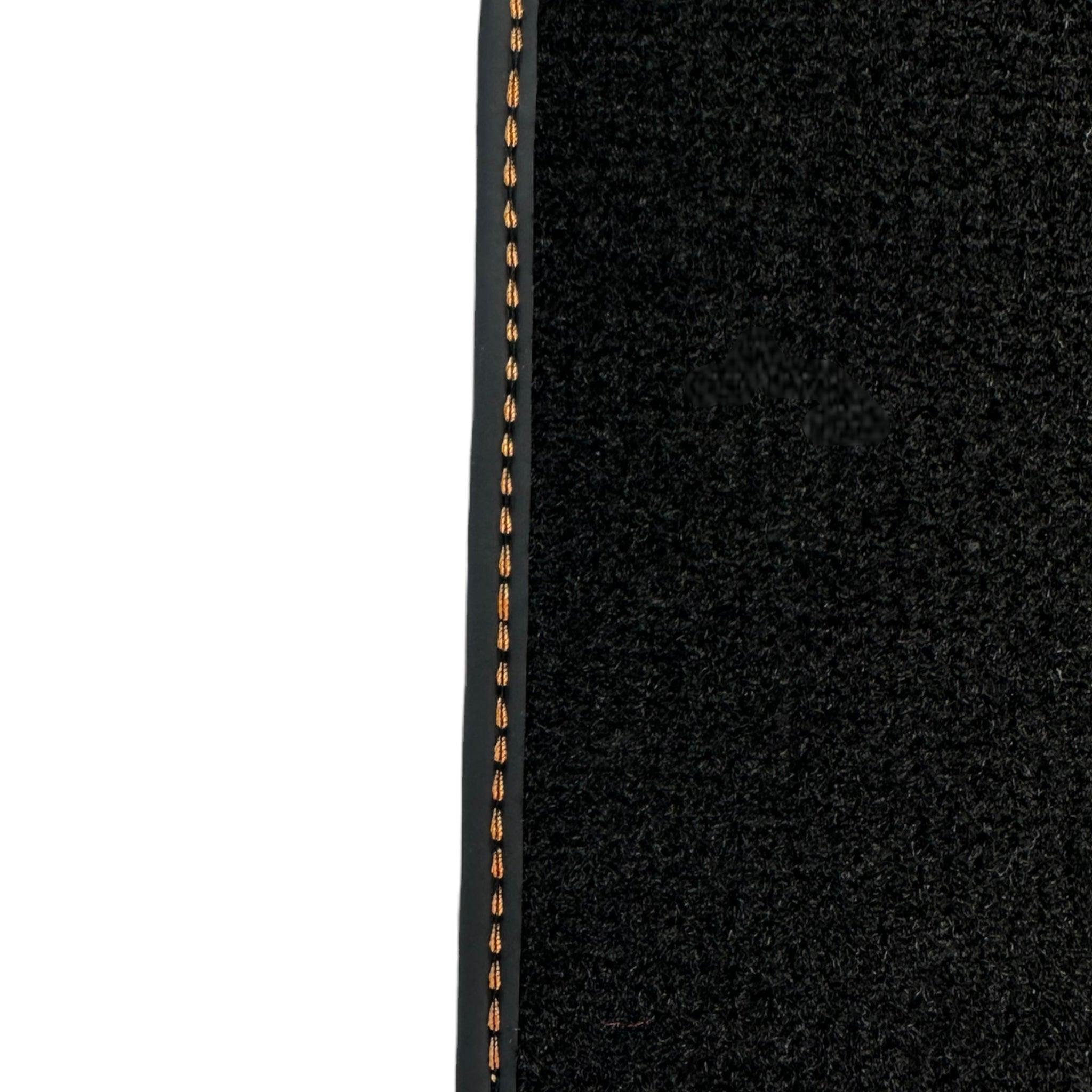 Black Floor Mats for Porsche Macan (2014-2023) with Orange Alcantara Leather ER56 Design - AutoWin