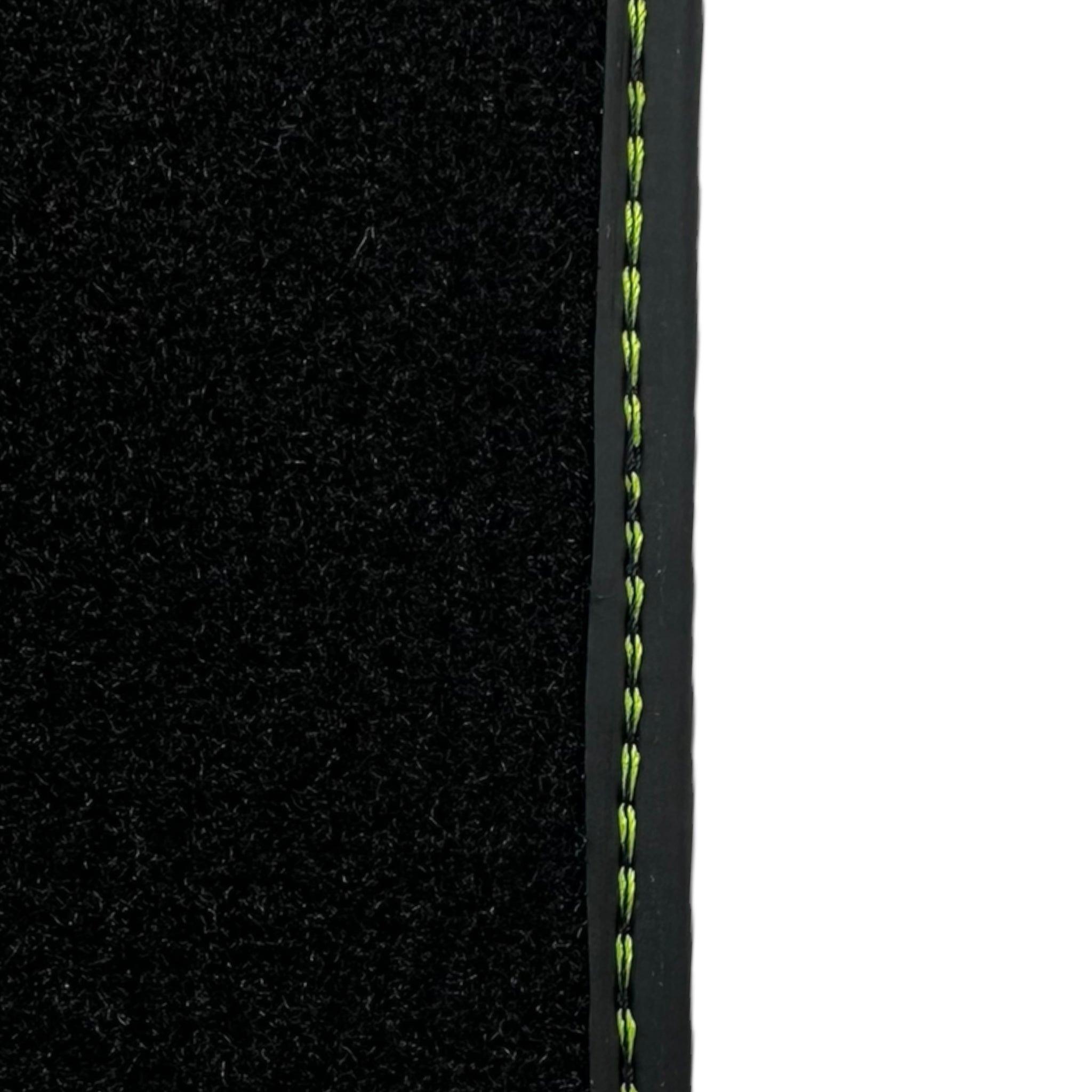 Black Floor Mats for Porsche Panamera (2009-2016) with Green Leather ER56 Design - AutoWin