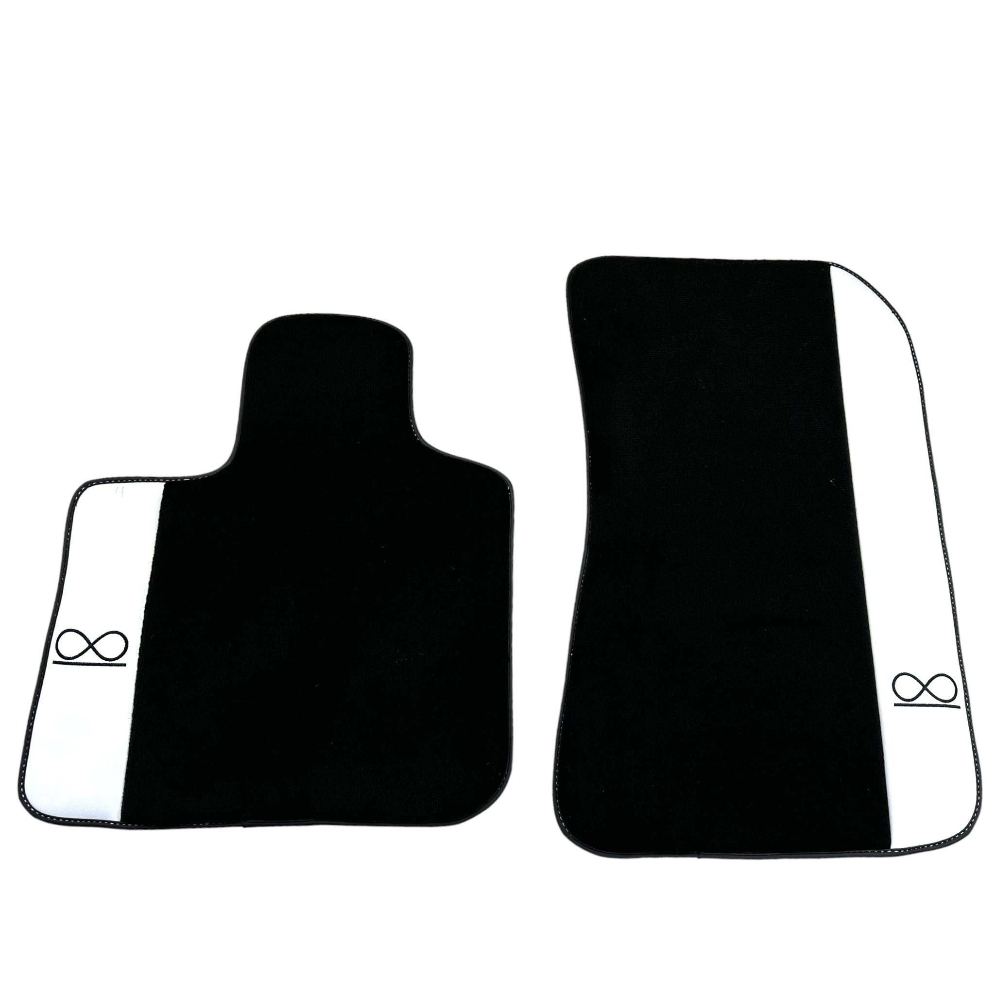 Black Floor Mats For Rolls Royce Black Badge Cullinan Rr31 2018-2023 With White Leather - AutoWin