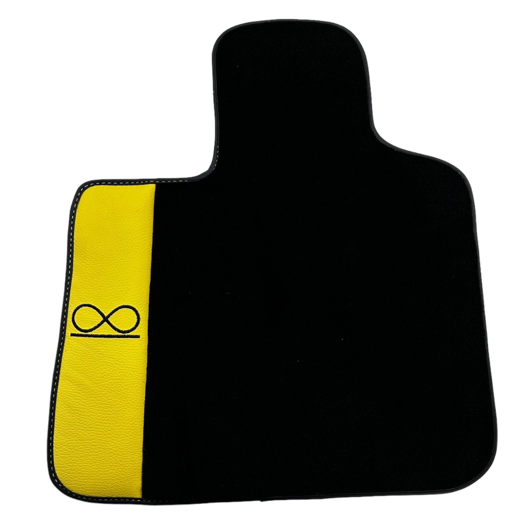 Black Floor Mats For Rolls Royce Black Badge Cullinan Rr31 2018-2023 With Yellow Leather - AutoWin