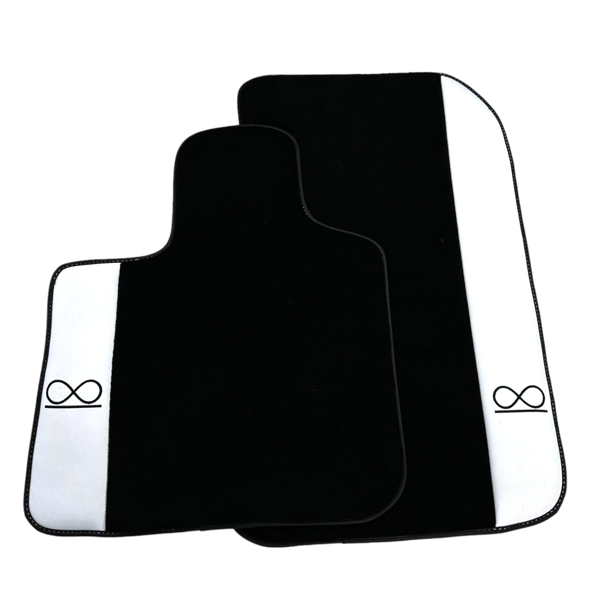 Black Floor Mats For Rolls Royce Black Badge Cullinan Rr31 2018-2023 With White Leather - AutoWin