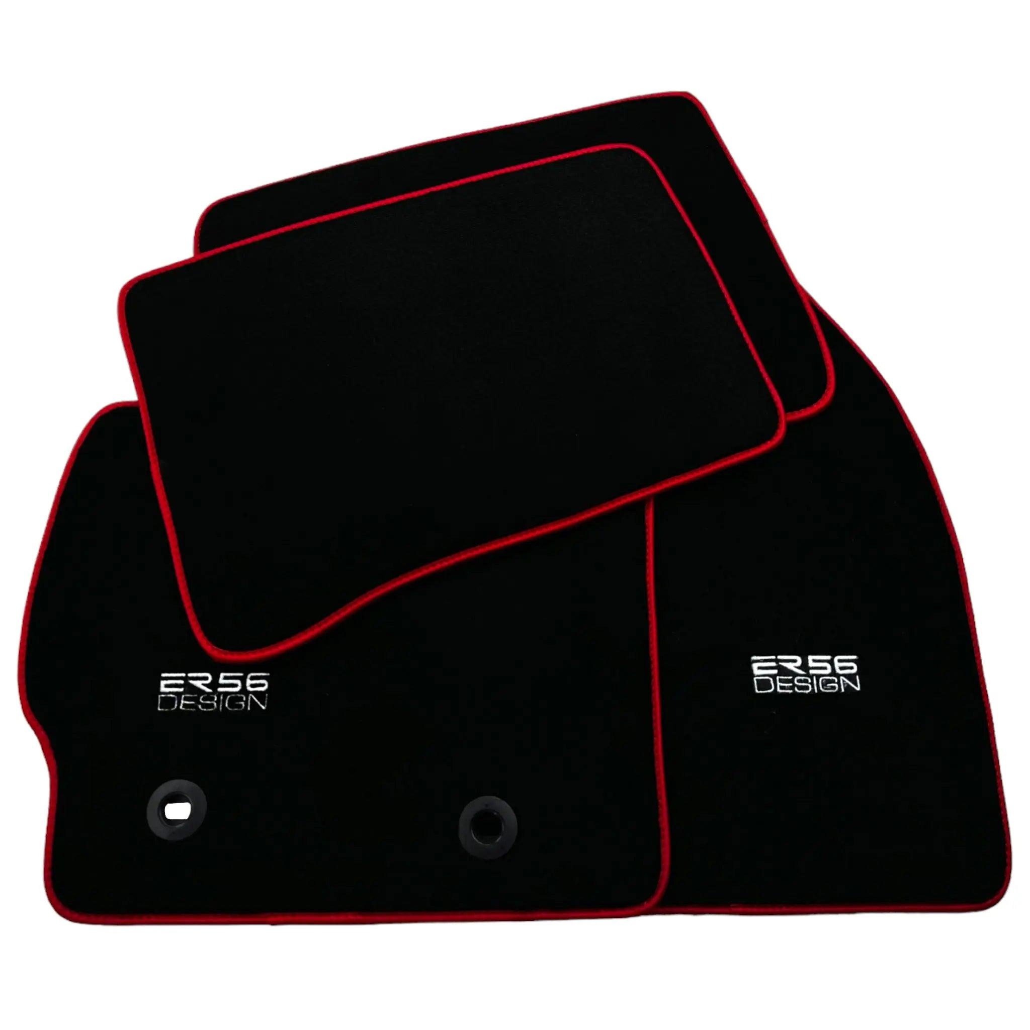 Black Floor Mats for Toyota Prius (2009-2012) ER56 Design with Red Trim