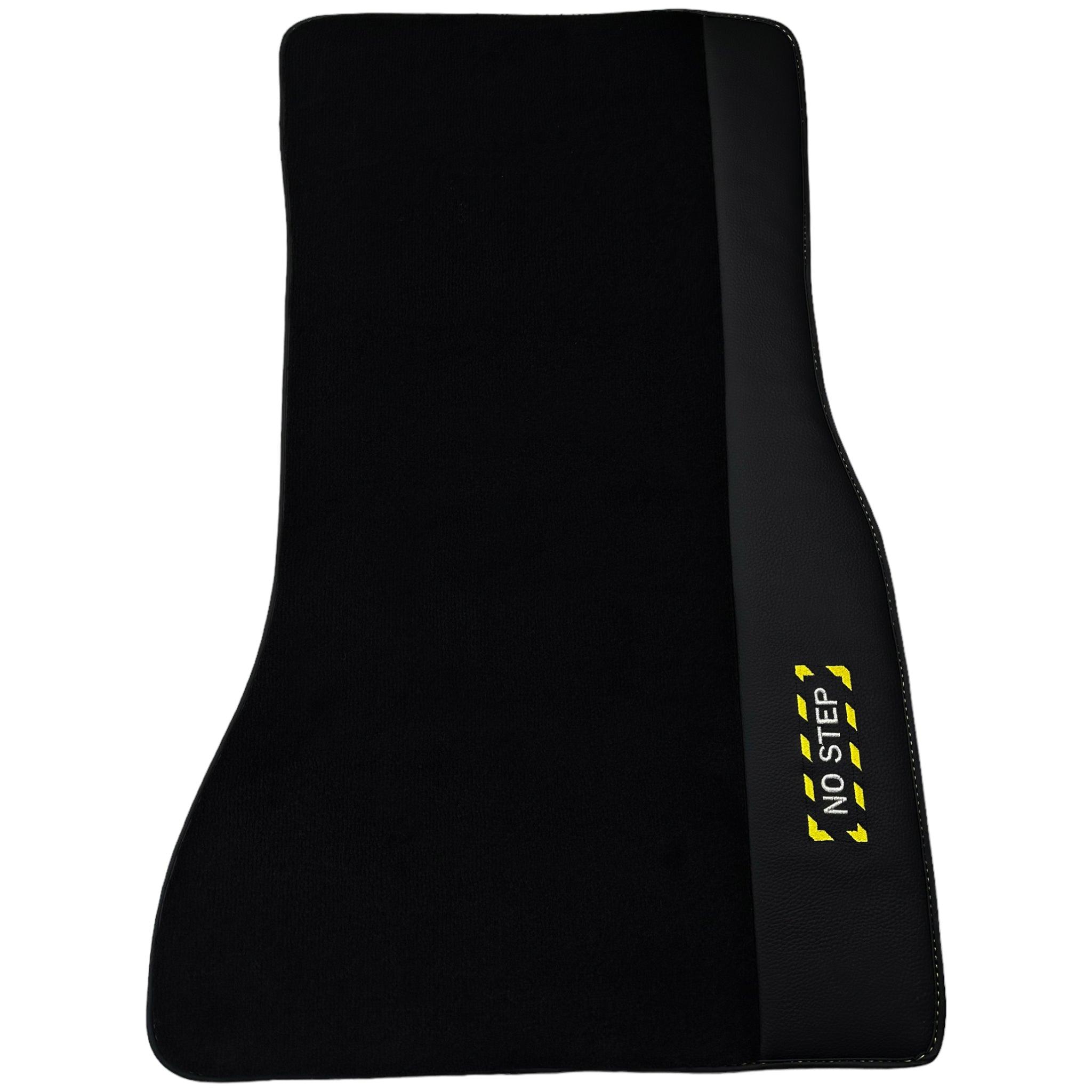 Black Floor Mats with Leather for BMW 5 Series G30 - "Jet Fuel Only"
