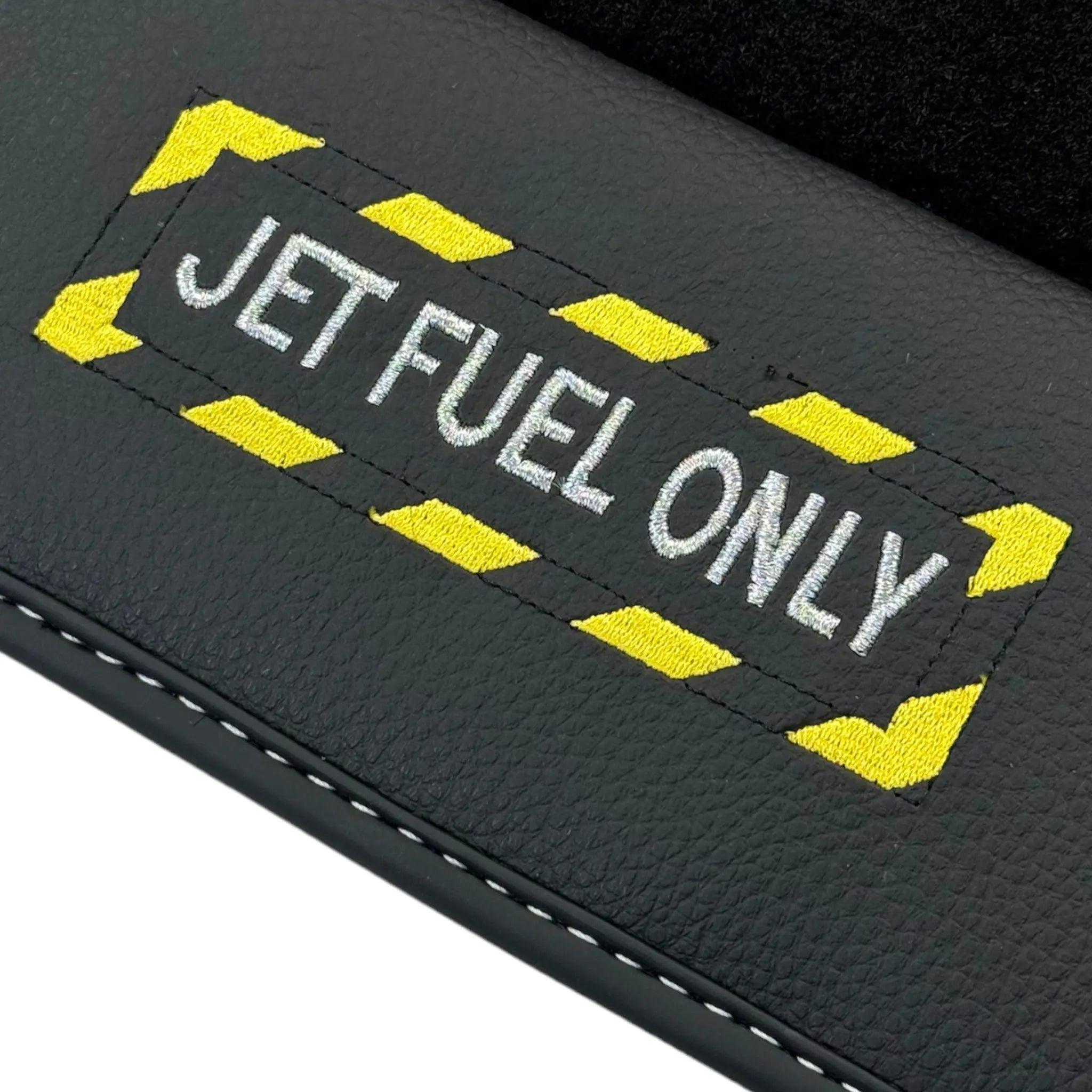 Black Floor Mats with Leather for Lamborghini Huracan (2014-2023) - Fighter Jet Edition