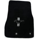 Black Floor Mats with White Trim for Ford Mustang V FL (2011-2014) With Pony