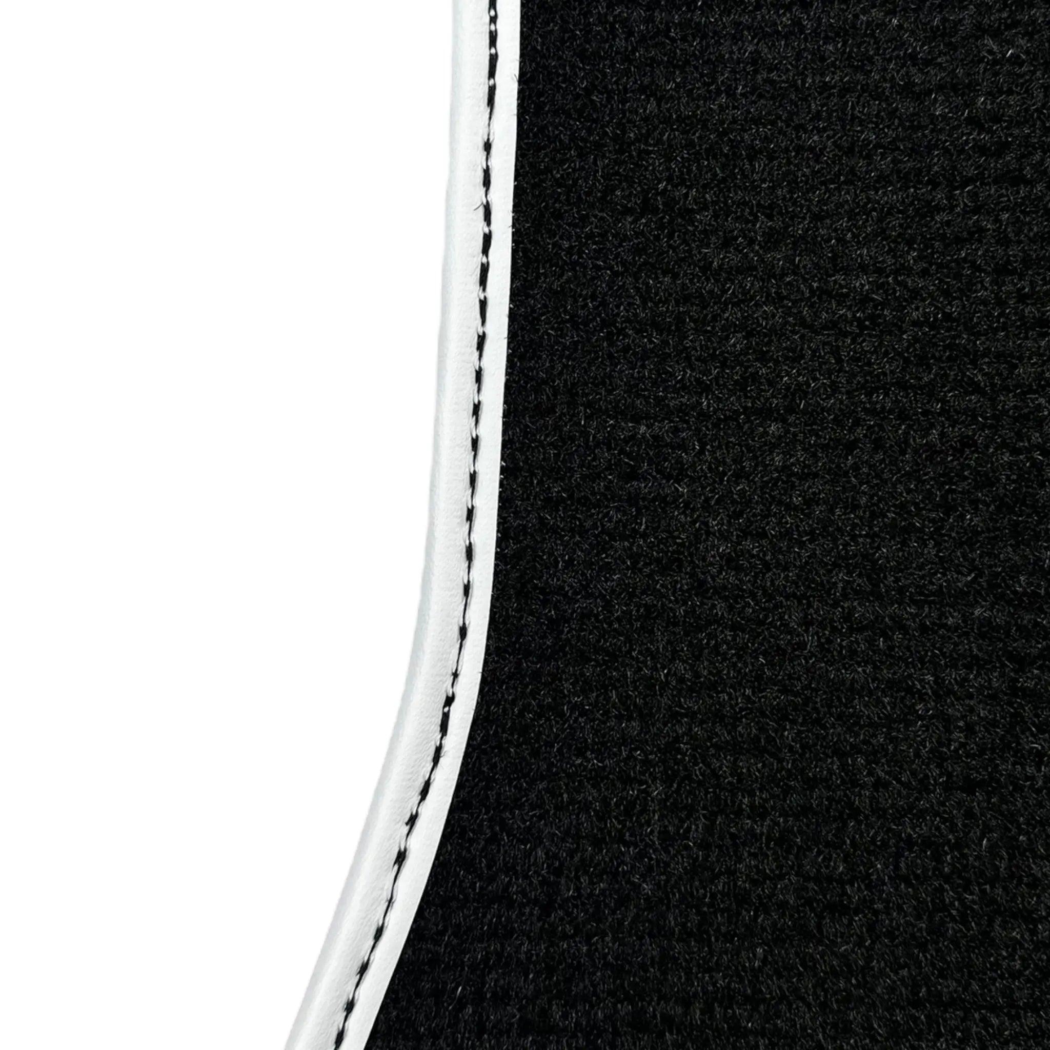 Black Floor Mats with White Trim For Ford Mustang VI (2015-2023) With Pony
