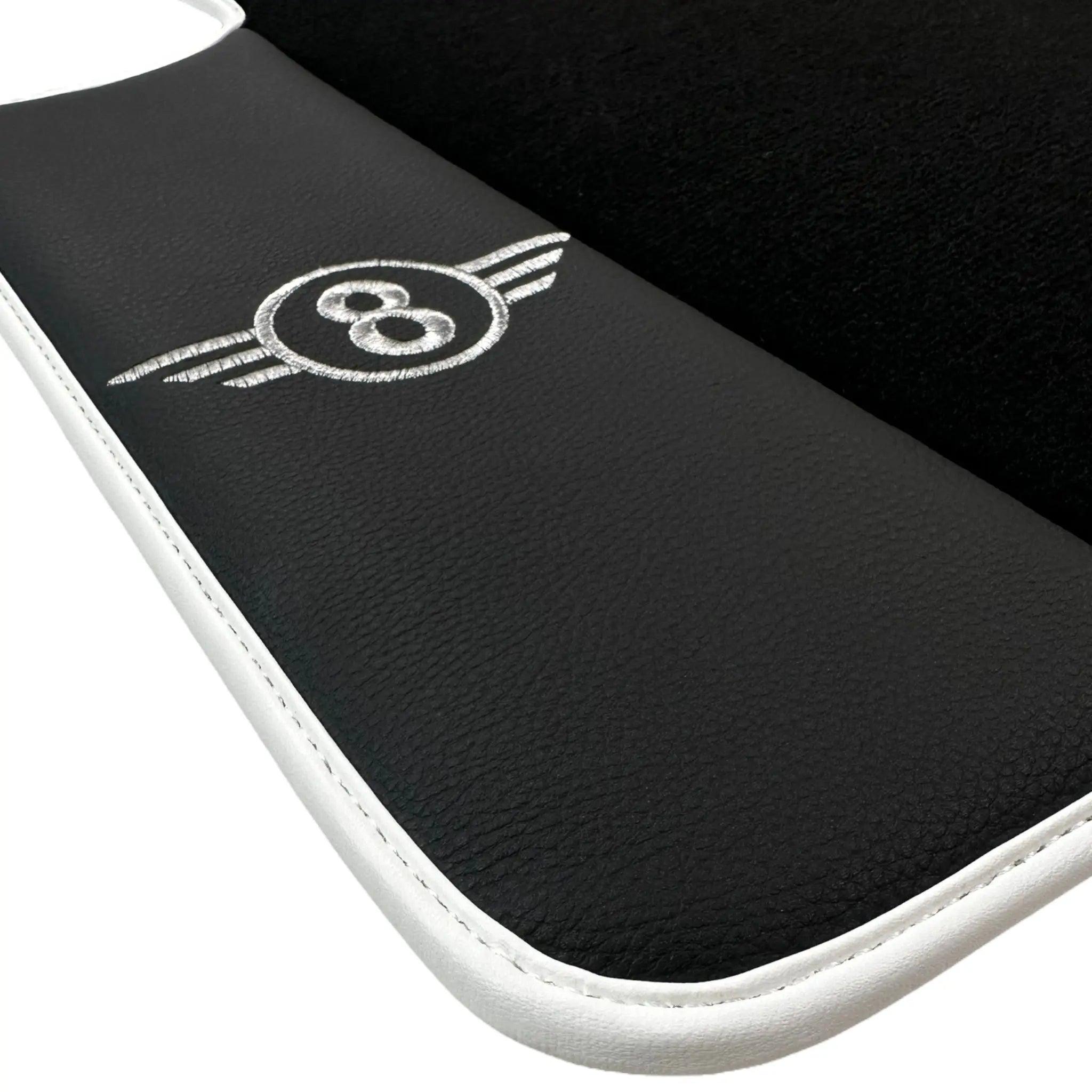 Black Floor Mats with White Trim for Mini Cooper F56 (2013-2022) with Leather