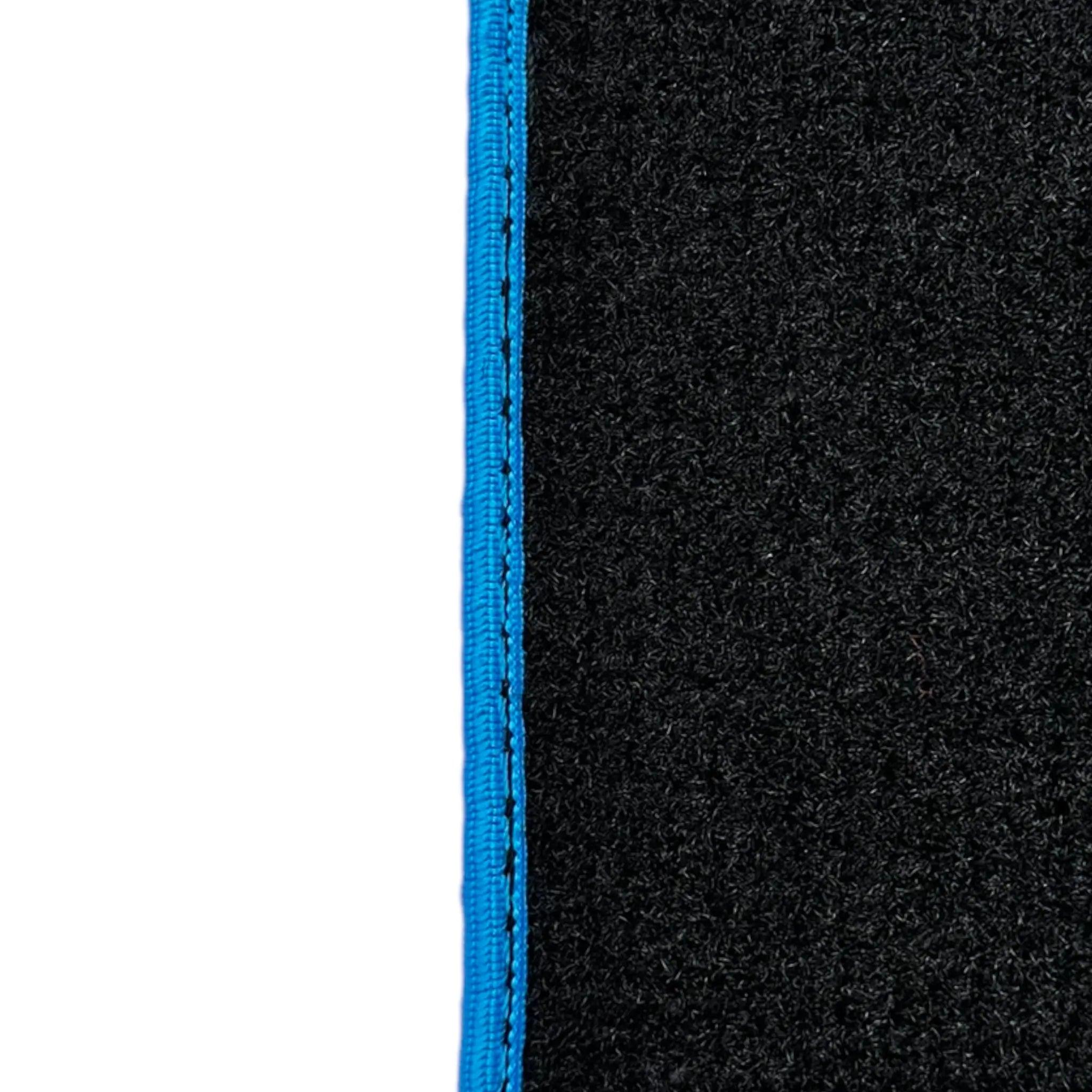 Black Leather Floor Mats For Lamborghini Aventador with Blue Trim