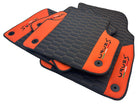 Black Leather Floor Mats For Lamborghini Urus S With Orange Nappa Leather