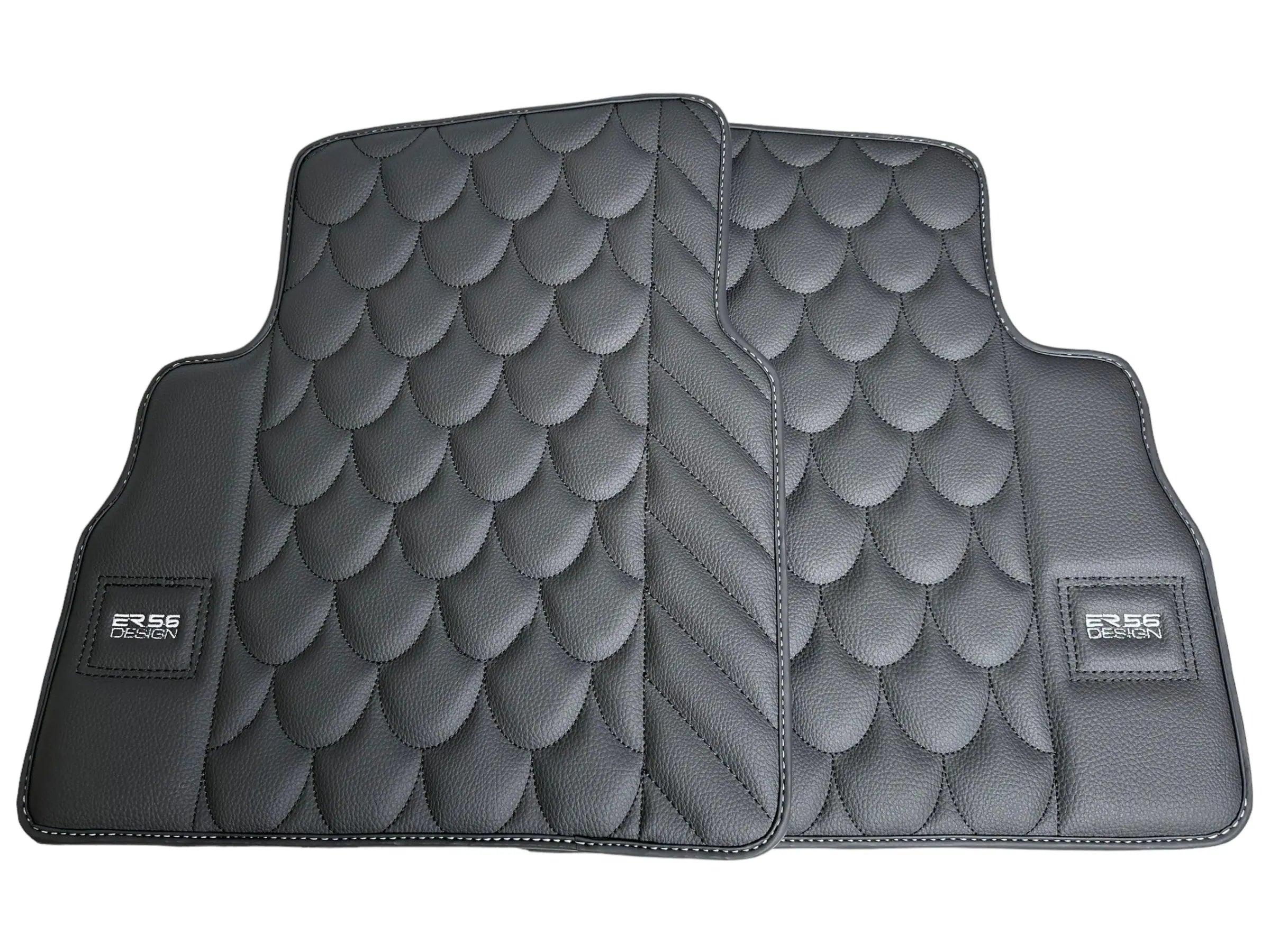 Black Leather Floor Mats For Mercedes-Benz G Class W461 (1979-2008) ER56 Design - AutoWin