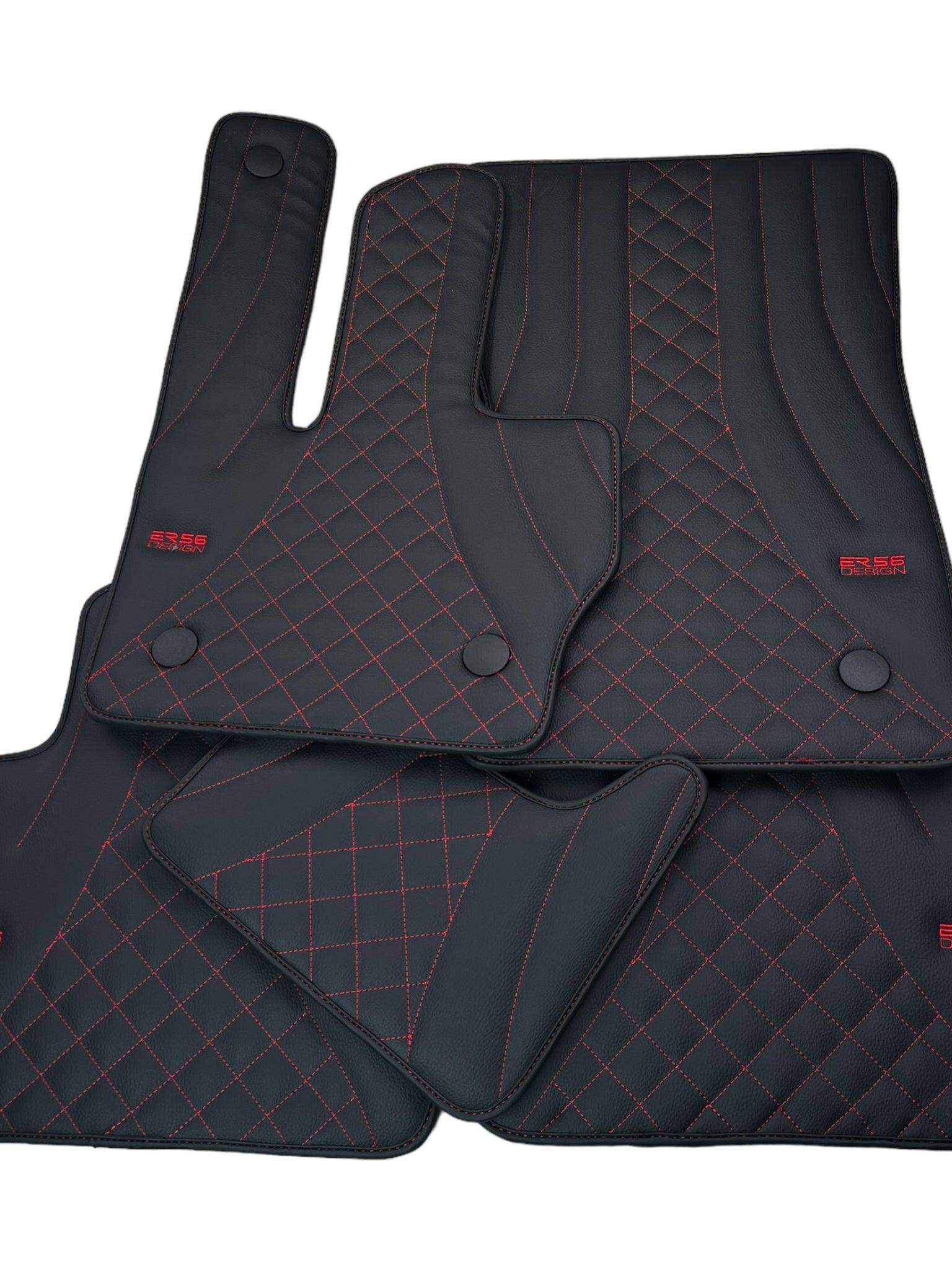 Black Leather Floor Mats for Mercedes-Benz G Class W463 2019-2022 ER56 Design