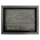 Black Leather Mini F56 Inspired Wall Art: Embroidered Yellow Stitch