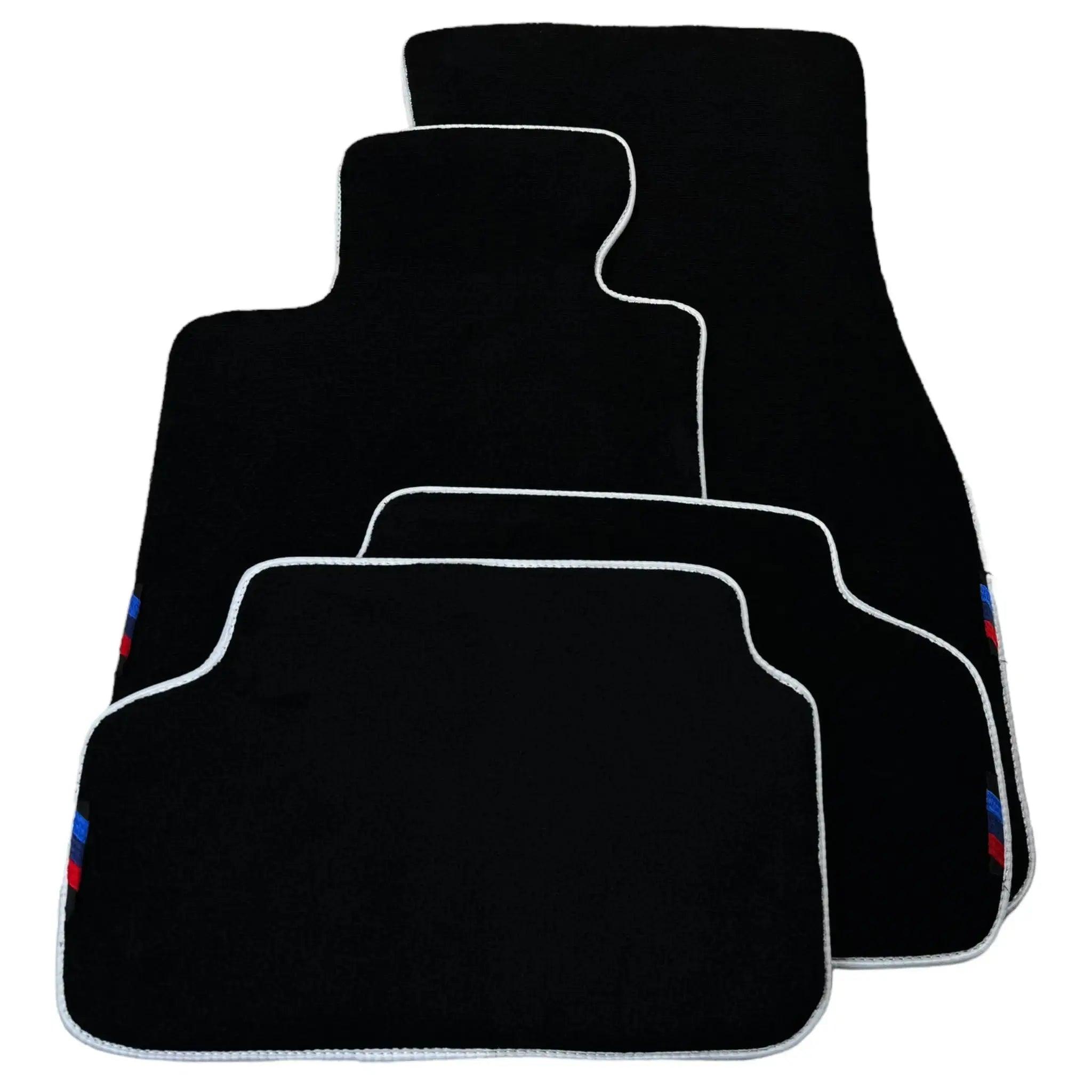 Black Mats For BMW 7 Series E32 | White Trim - AutoWin