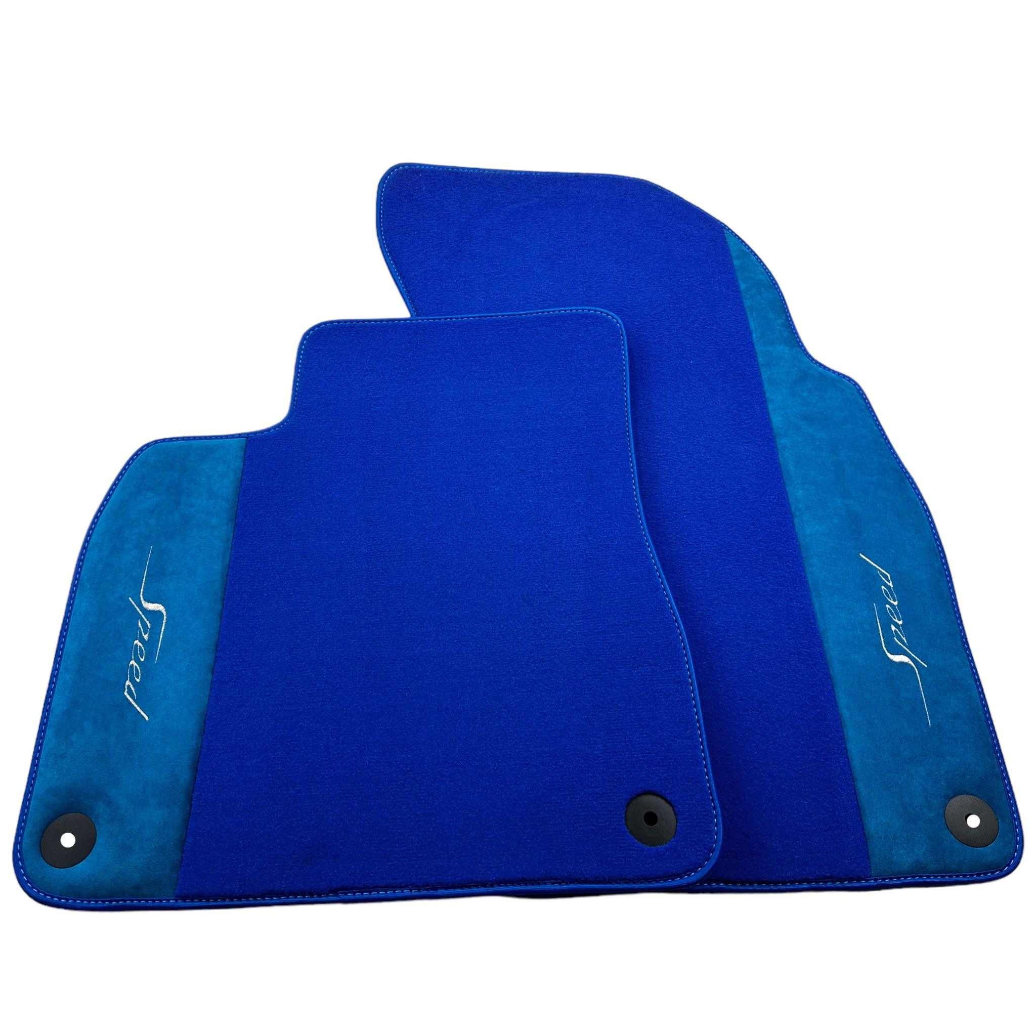 Blue Floor Mats For Bentley Bentayga (2015-2023) with Alcantara Leather