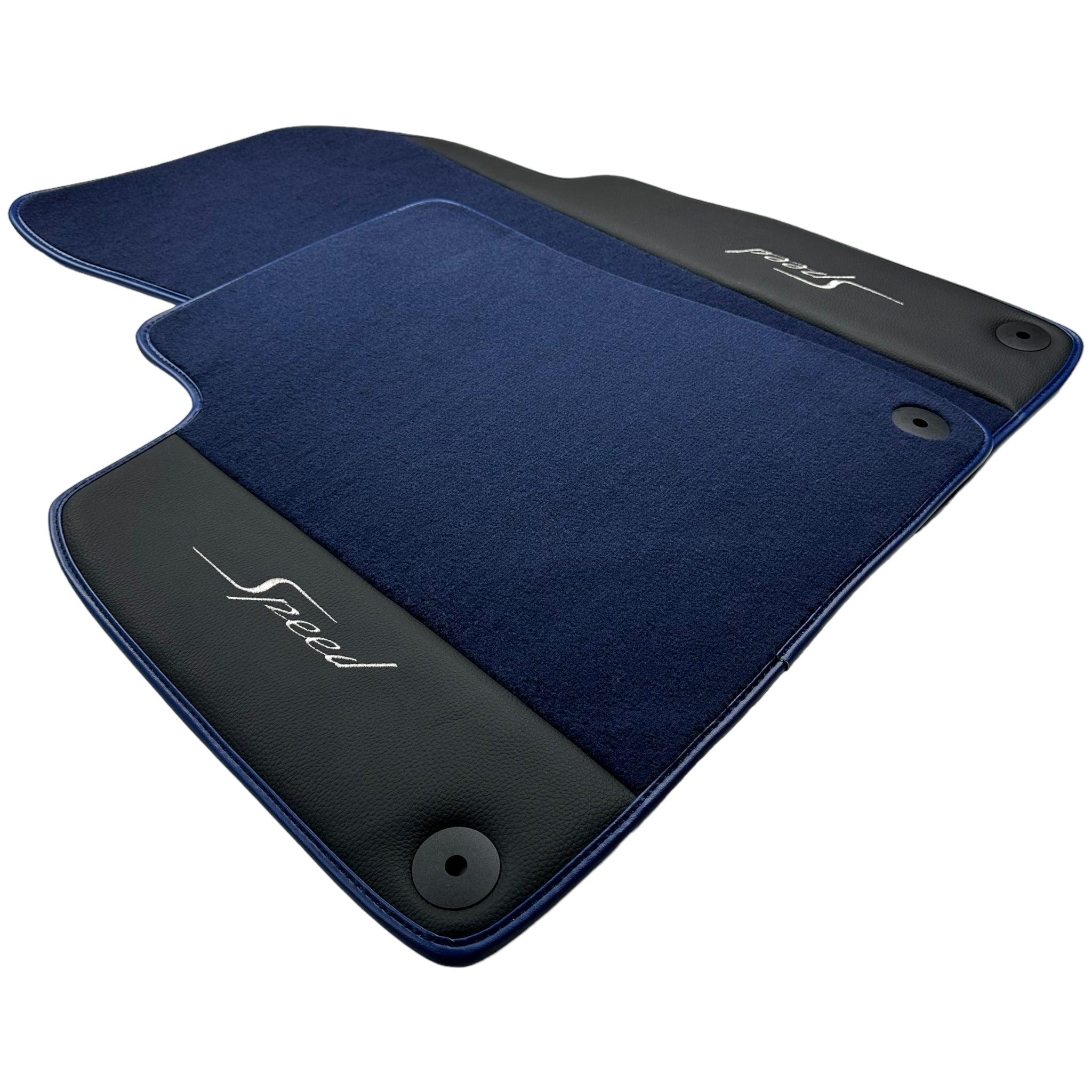 Blue Floor Mats For Bentley Bentayga (2015-2023) with Leather