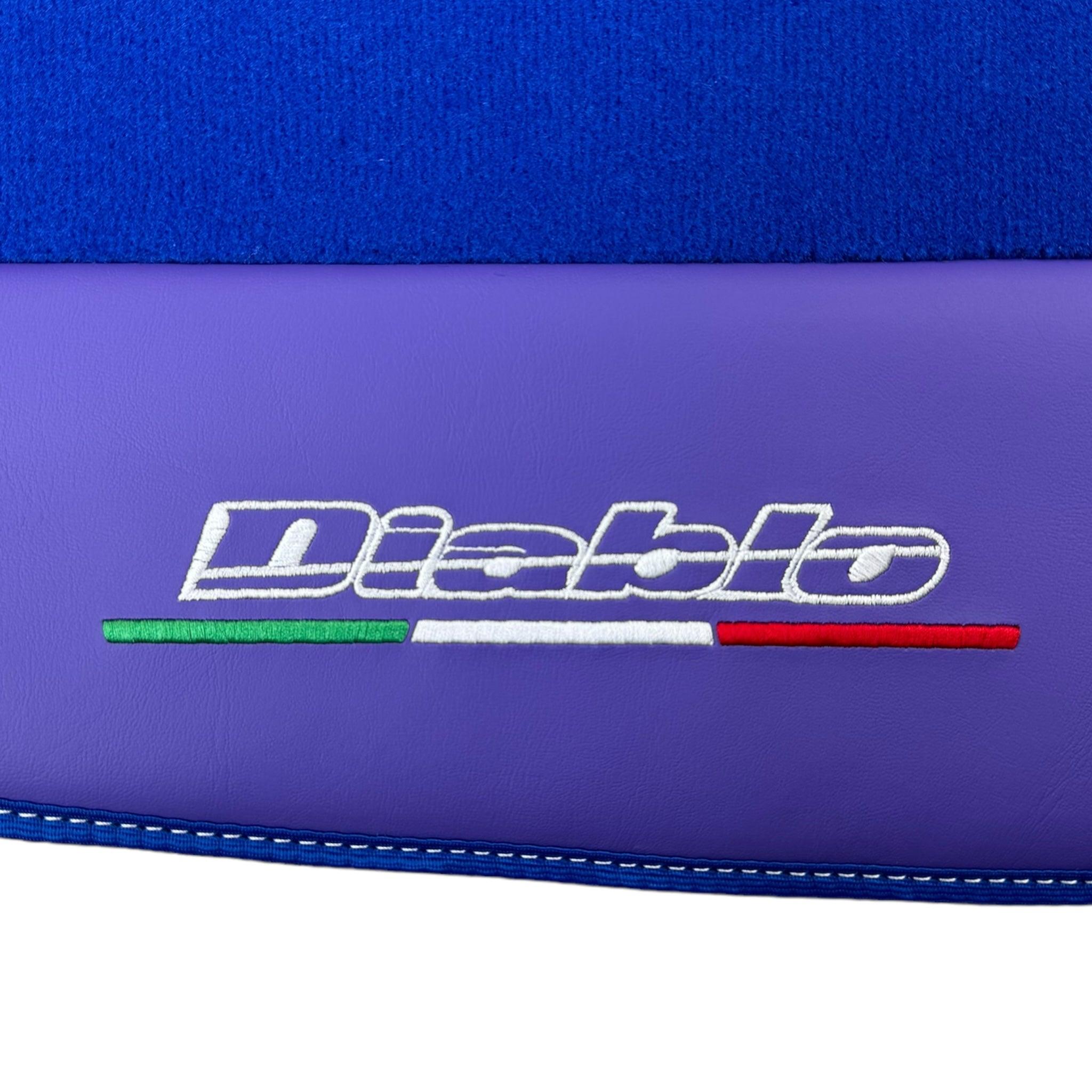 Blue Floor Mats for Lamborghini Diablo (1990-2001) with Purple Leather