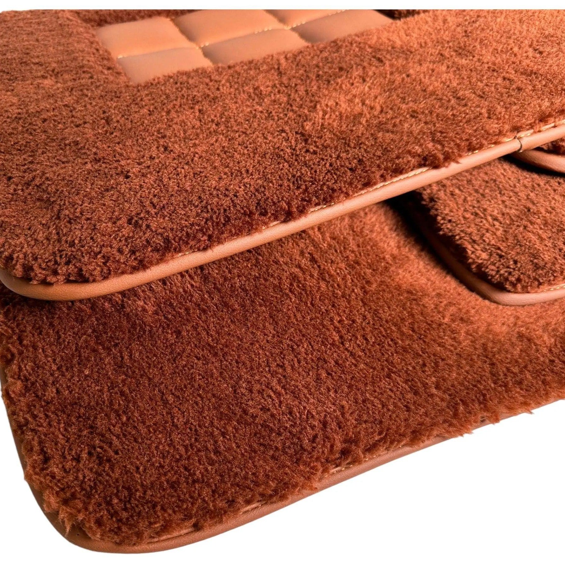 Brown Sheepskin Floor Mats For Rolls Royce Cullinan Rr31 2018-2023 Er56 Design Brand - AutoWin