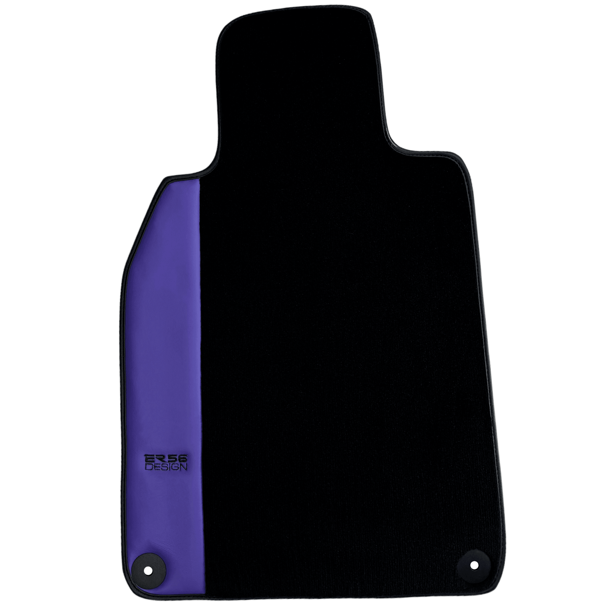 Black Floor Mats for Porsche 718 Boxster (2016-2023) with Purple Leather | ER56 Design - AutoWin