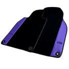 Black Floor Mats for Porsche 718 Boxster (2016-2023) with Purple Leather | ER56 Design - AutoWin