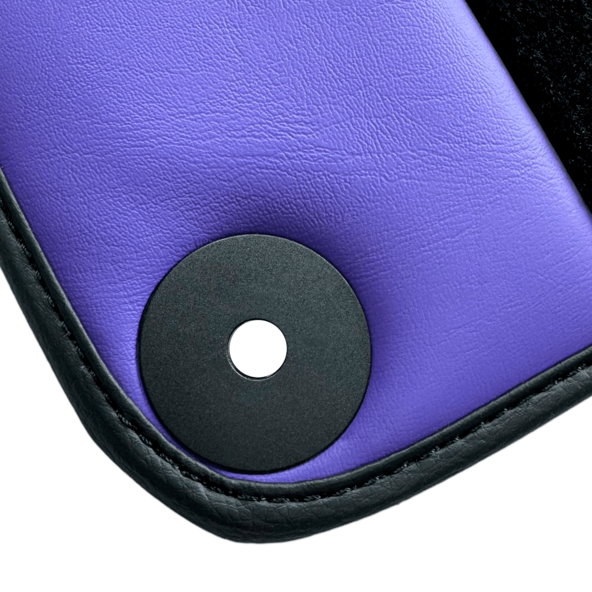 Black Floor Mats for Porsche 718 Boxster (2016-2023) with Purple Leather | ER56 Design - AutoWin