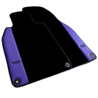 Black Floor Mats for Porsche 718 Boxster (2016-2023) with Purple Leather | ER56 Design - AutoWin