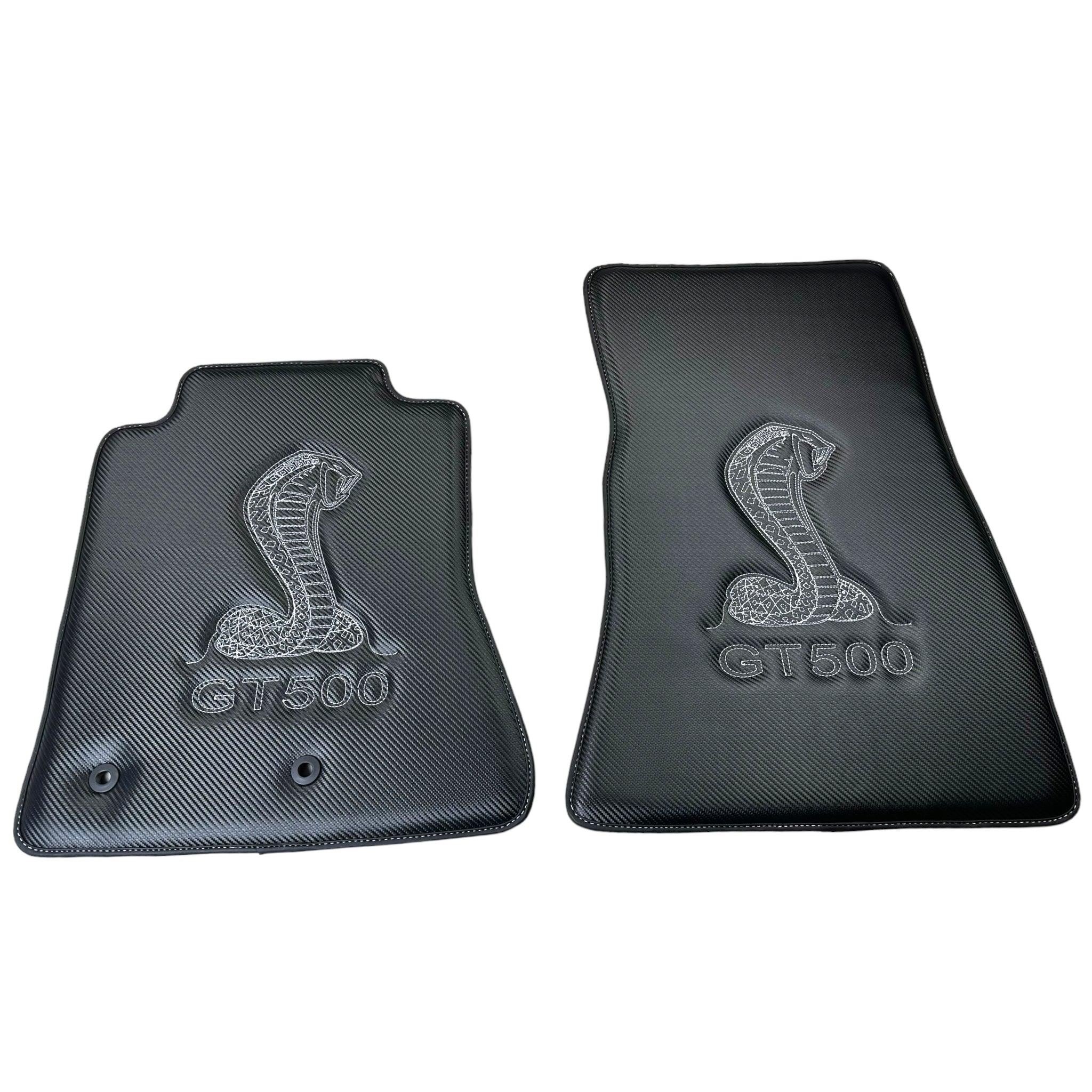 Carbon Fiber Floor Mats for Ford Mustang GT500 Shelby (2015-2021) with Cobra Sewing