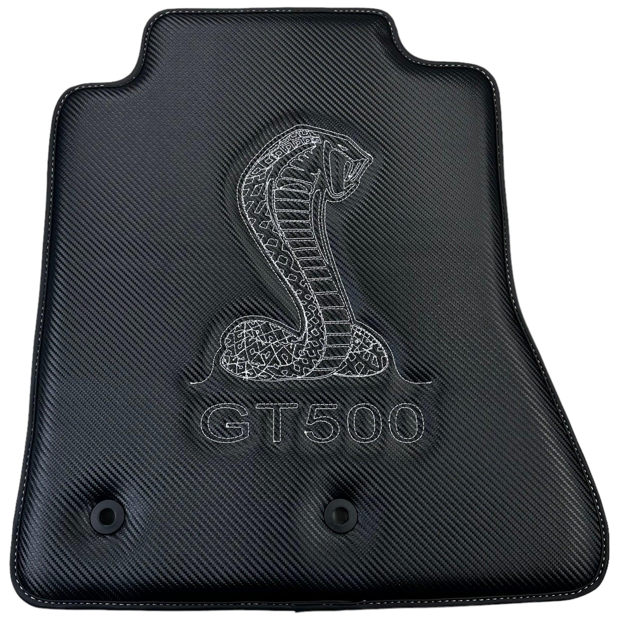 Carbon Fiber Floor Mats for Ford Mustang GT500 Shelby (2015-2021) with Cobra Sewing