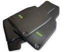 Carbon Fiber Floor Mats for Porsche Taycan (2019-2023) Green Sewing - AutoWin
