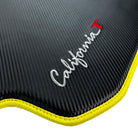Carbon Fiber Leather Floor Mats For Ferrari California T Convertible (2008-2014) with Yellow Trim