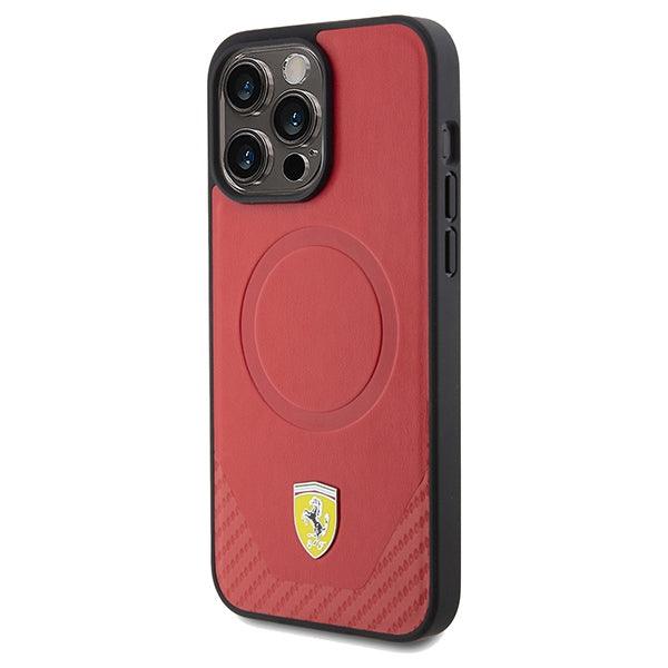 Ferrari Carbon Metal Logo MagSafe Hardcase for iPhone 15 Pro Max 6.7"