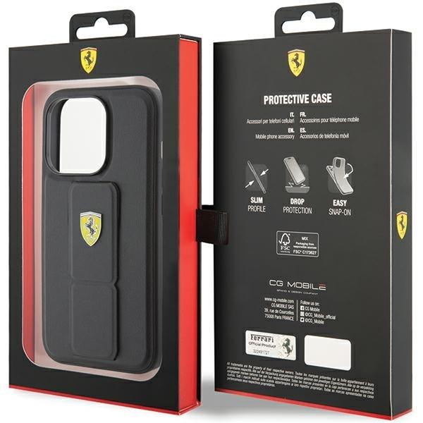 Ferrari Grip Stand Metal Logo Hardcase for iPhone 15 Pro 6.1"