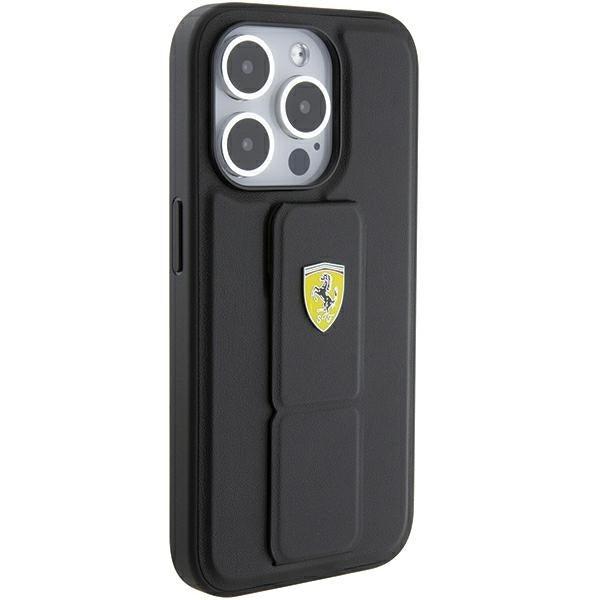 Ferrari Grip Stand Metal Logo Hardcase for iPhone 15 Pro 6.1"
