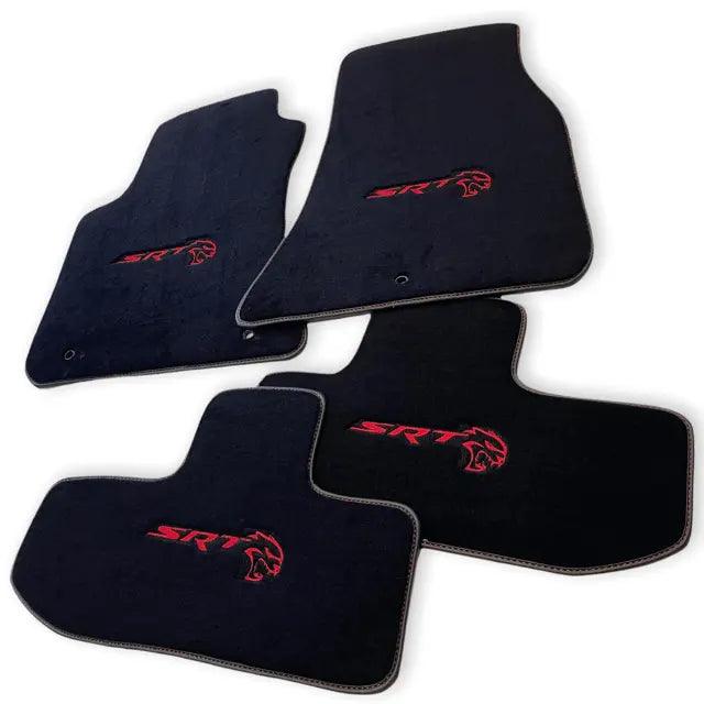 Floor Mats For Dodge Challenger Srt 2011-2021 With Emblem Tailored Black Carpets - AutoWin