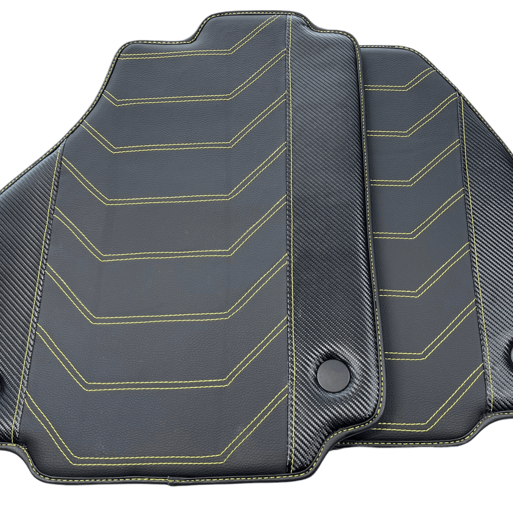 Leather Floor Mats For Ferrari F8 Spider 2019-2022 Yellow Sewing - AutoWin