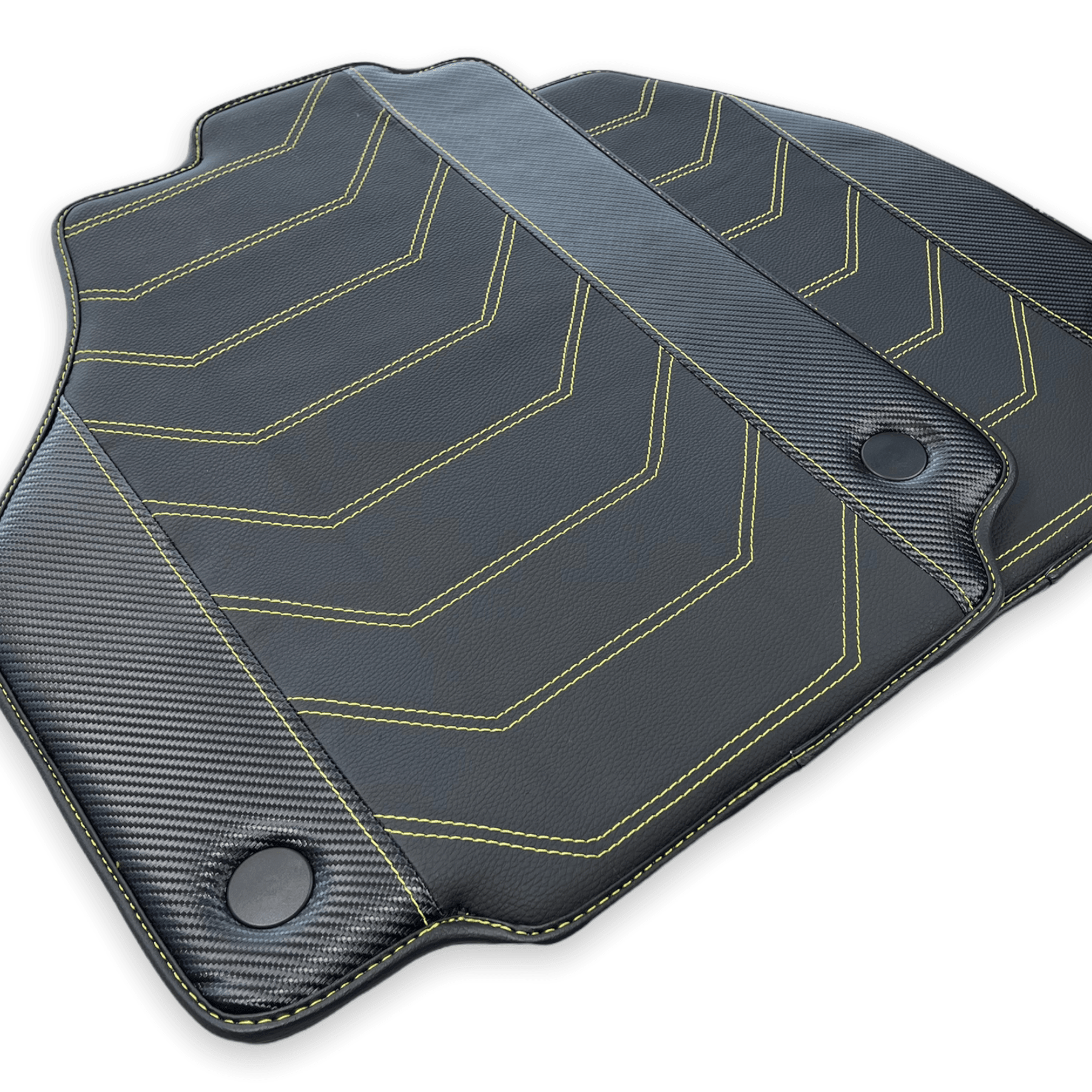 Leather Floor Mats For Ferrari F8 Spider 2019-2022 Yellow Sewing - AutoWin