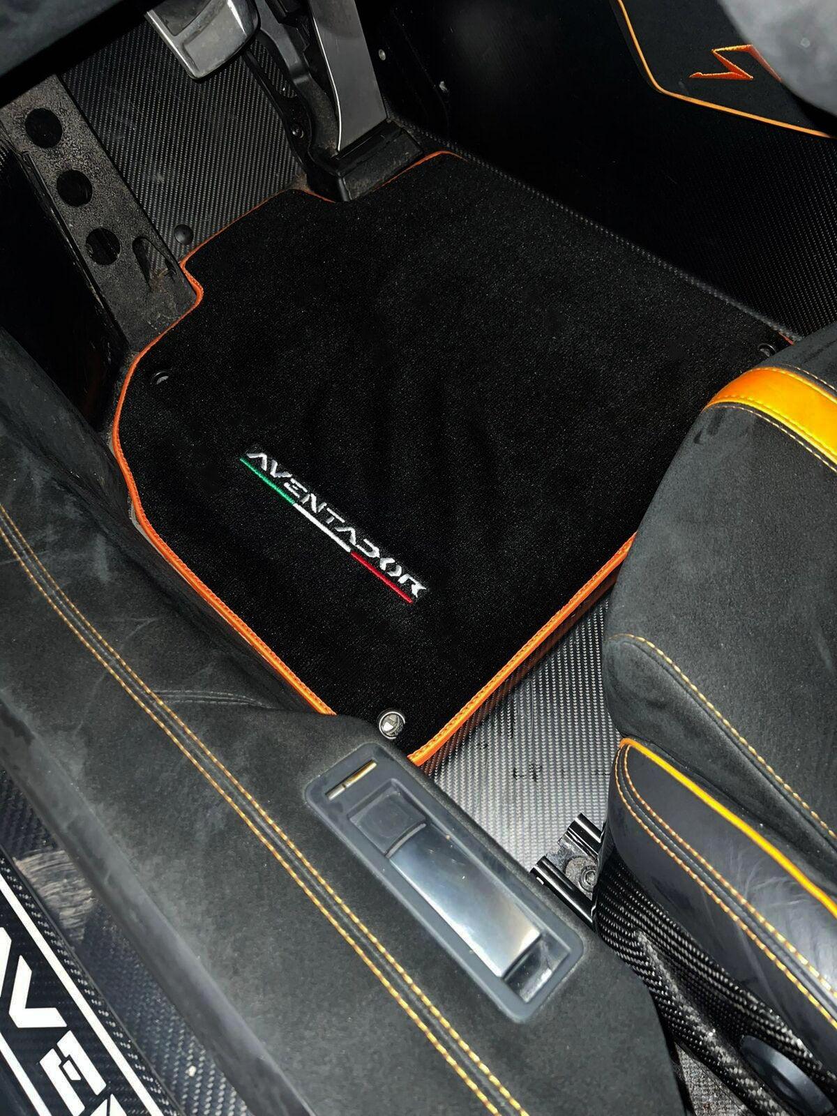 Floor Mats for Lamborghini Aventador | Orange Trim