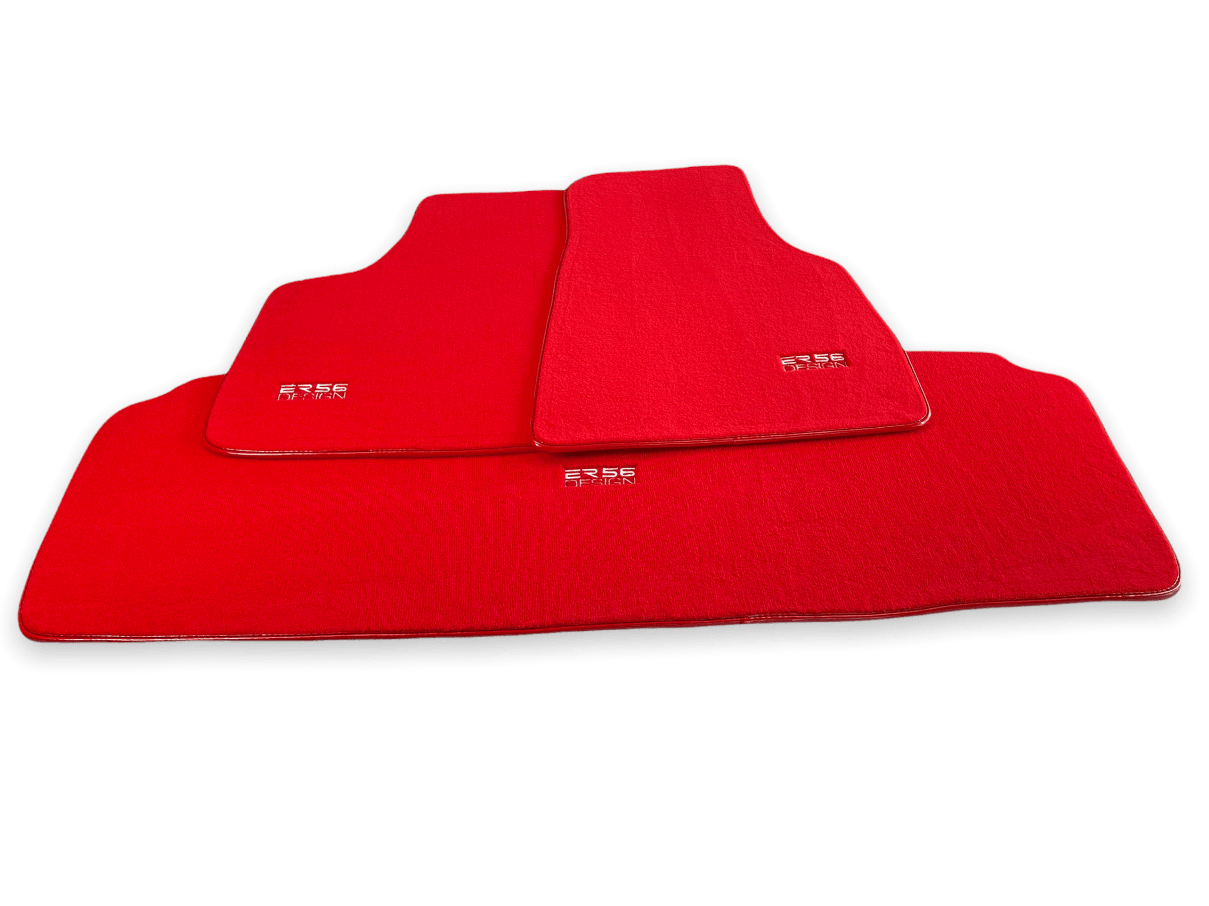 Floor Mats For Tesla Model X (5 Seats) Red Tailored Carpets ER56 Design - AutoWin