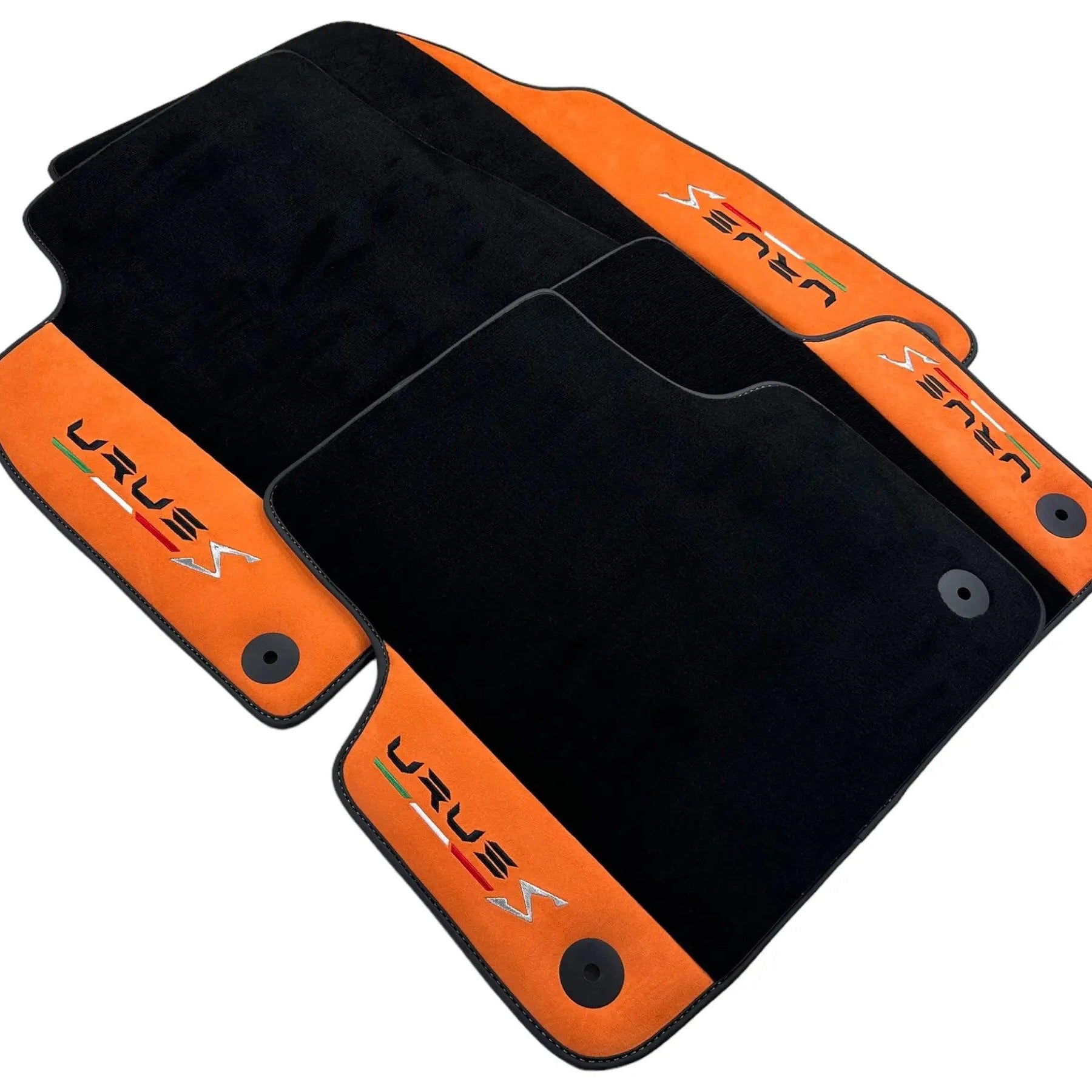 Black Leather Trunk Mat For Lamborghini Urus S With Orange Alcantara Leather