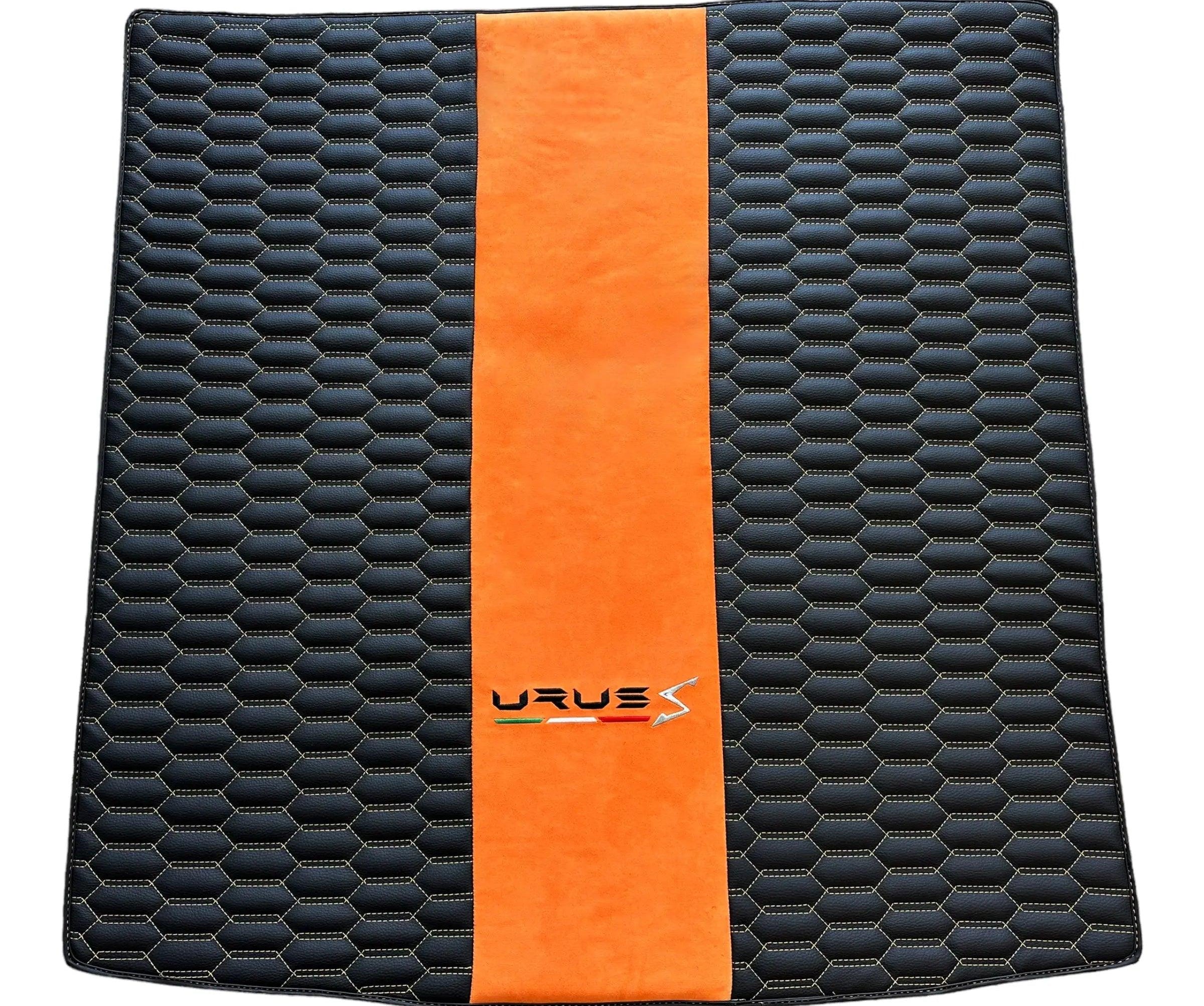Floor Mats Set with Trunk Mat For Lamborghini Urus S With Orange Alcantara Leather
