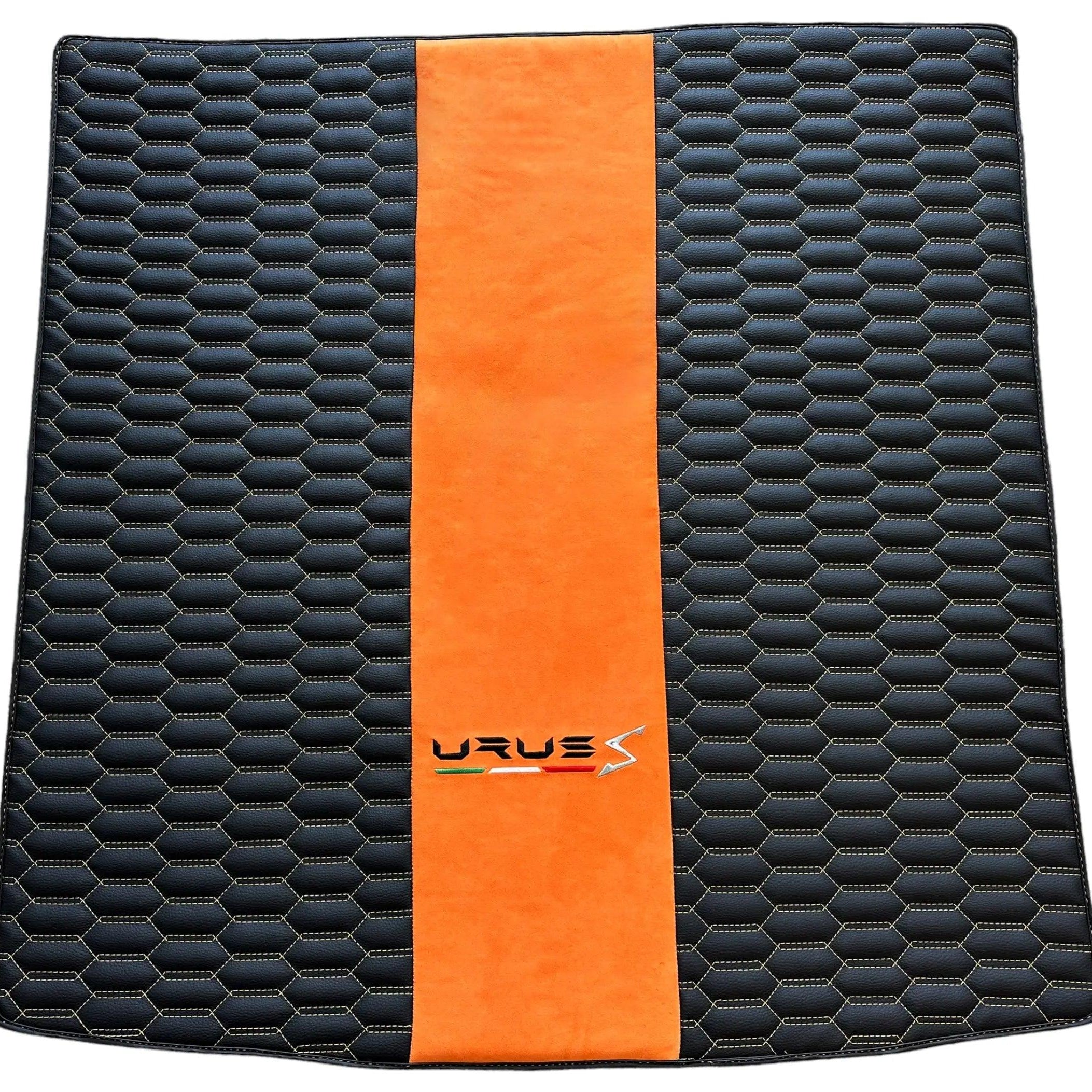 Floor Mats Set with Trunk Mat For Lamborghini Urus S With Orange Alcantara Leather