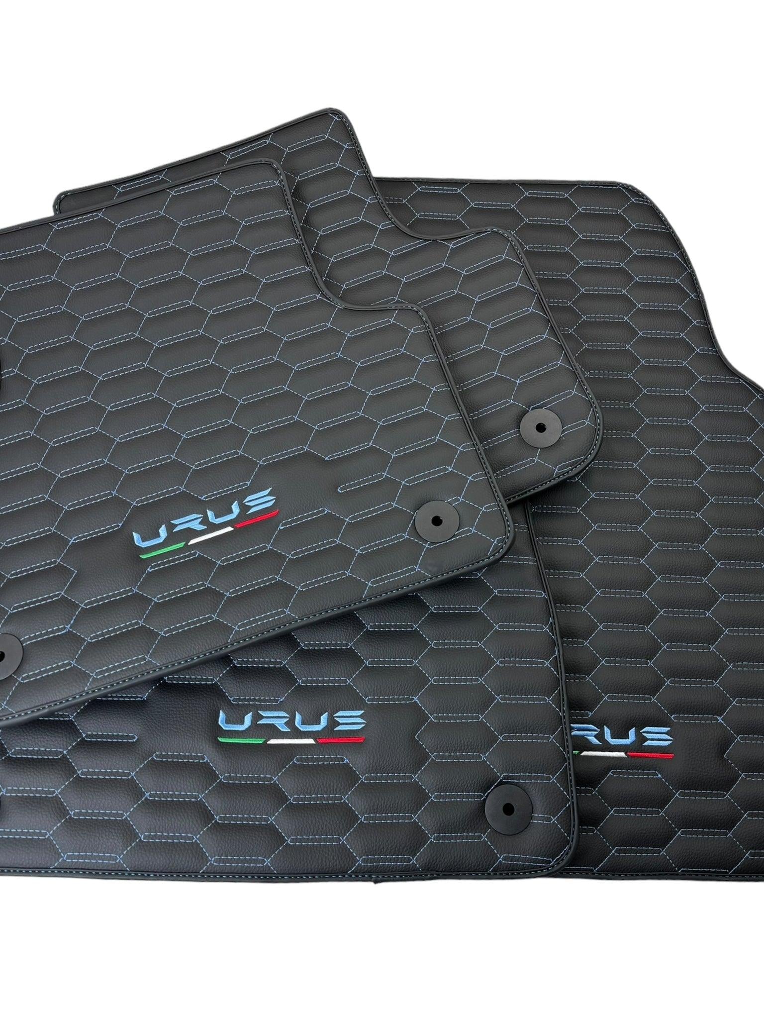 Floor Mats Set with Trunk Mat for Lamborghini Urus with Black Leather - AutoWin