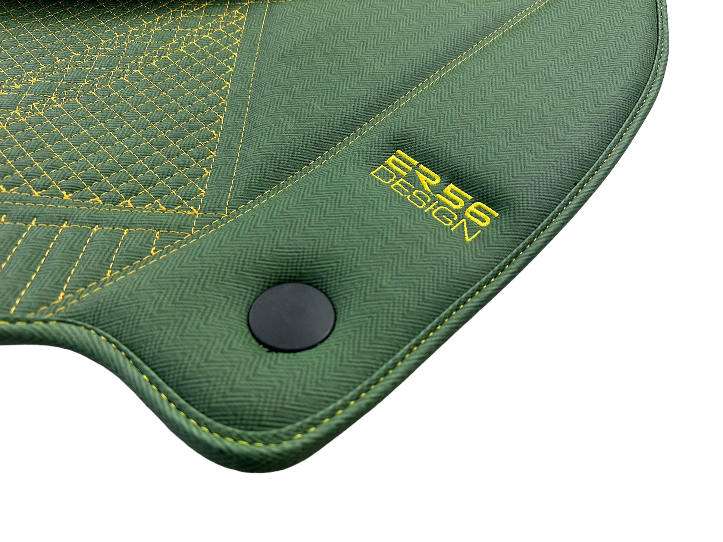 Green Leather Floor Mats For Ferrari 488 Pista Spider (2019-2021) ER56 Design