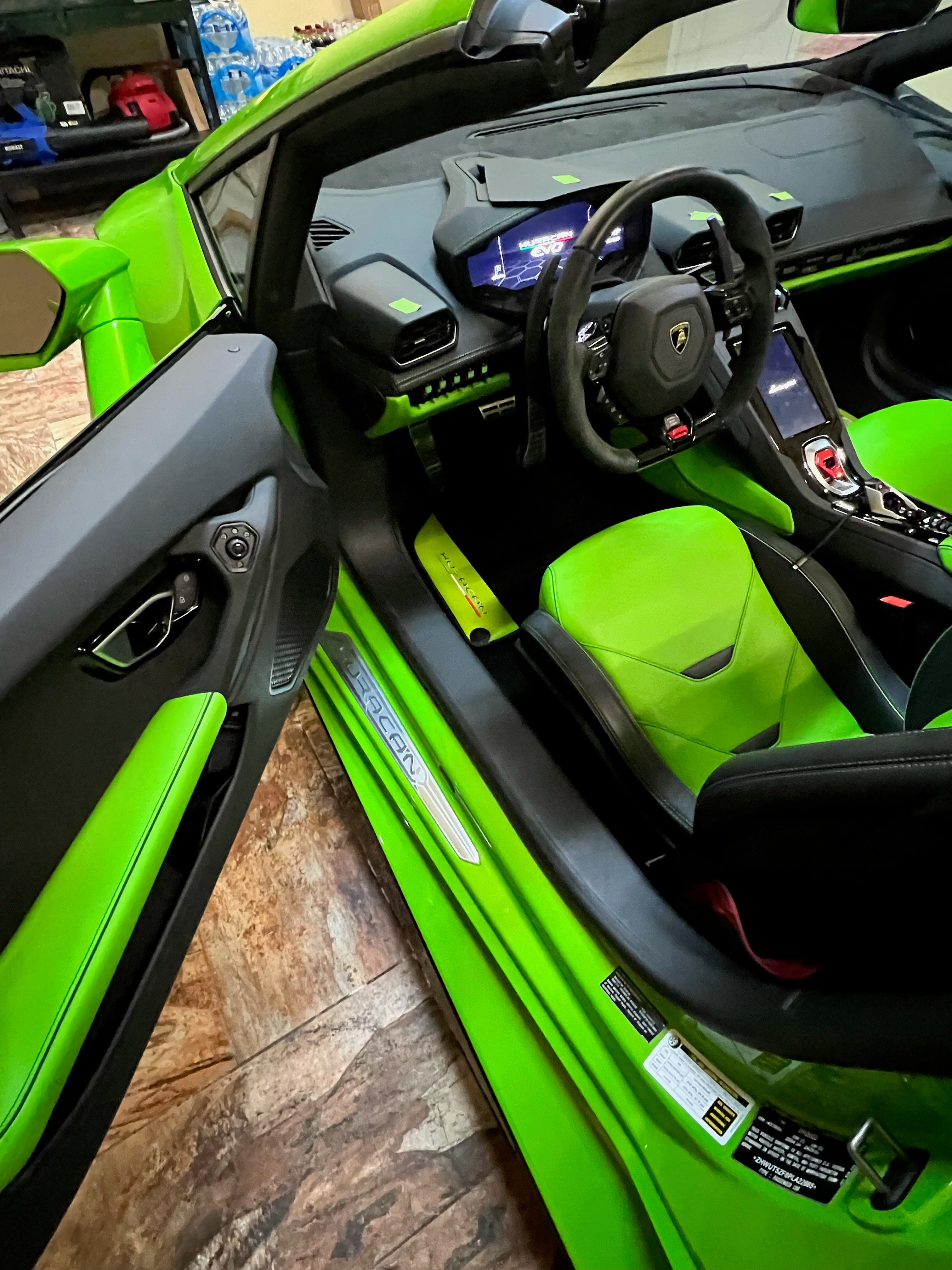 Lamborghini Huracan Floor Mats Green Leather
