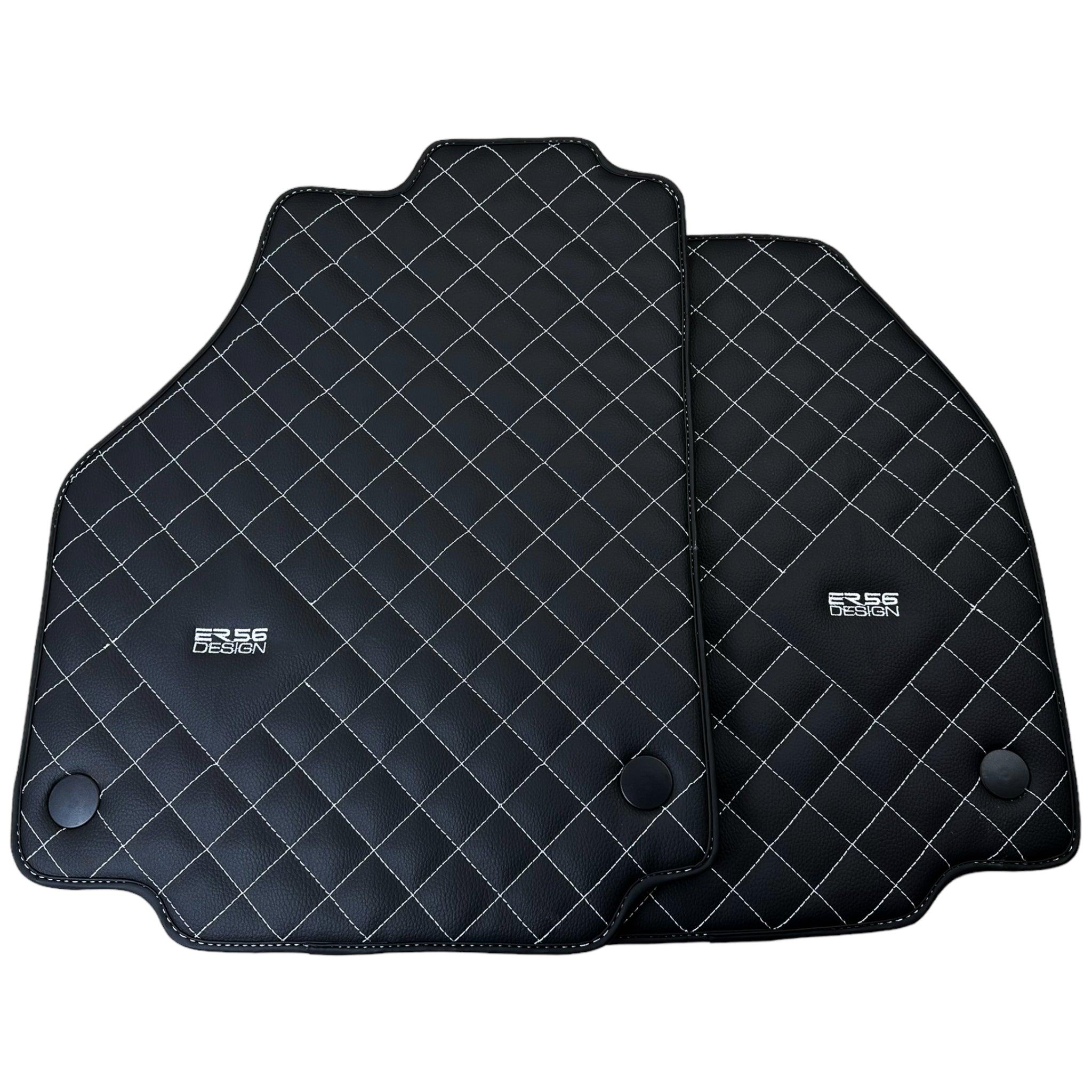 Leather Floor Mats for Ferrari 458 GT2 with White Sewing ER56 Design