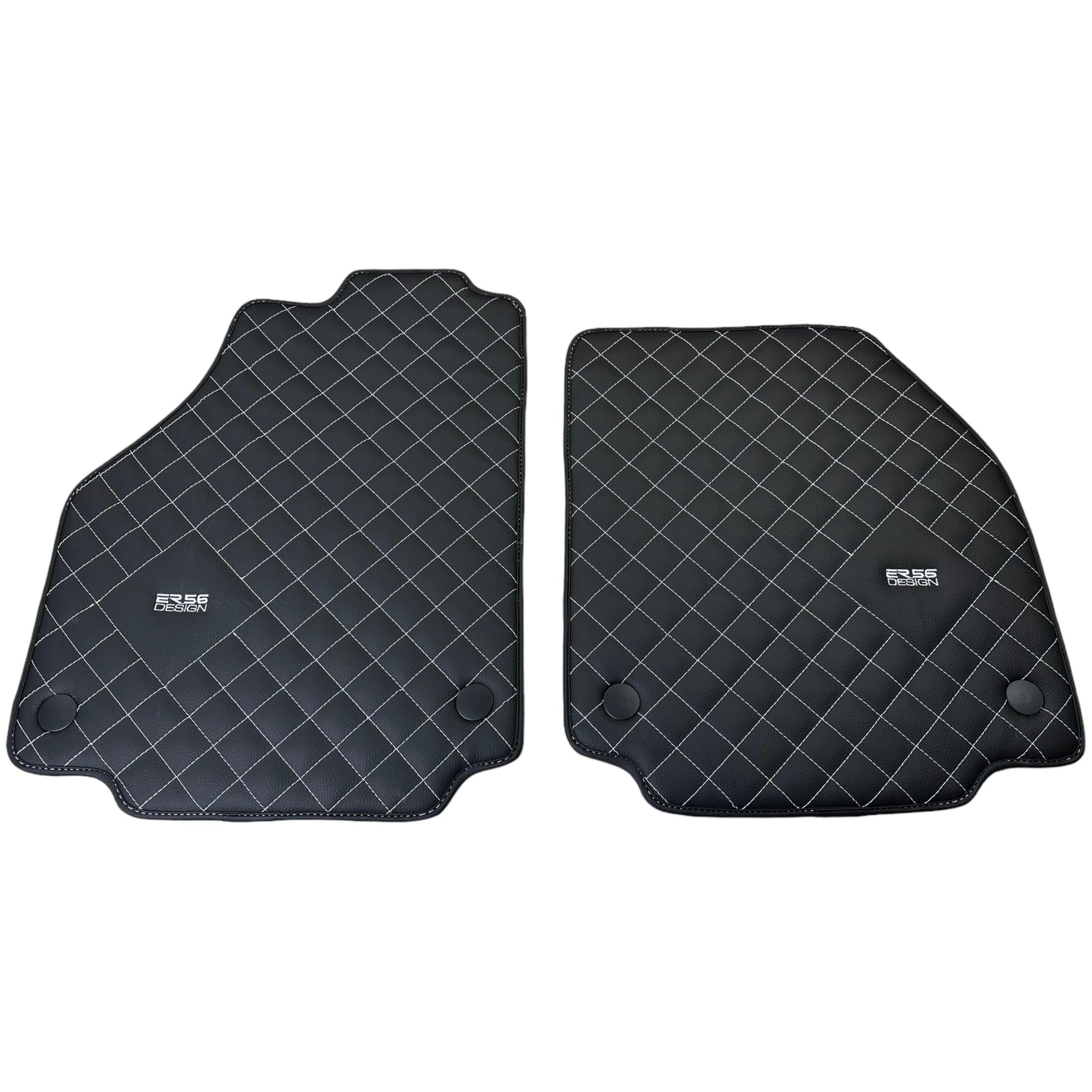 Leather Floor Mats for Ferrari 458 Spider (2012-2015) with White Sewing ER56 Design