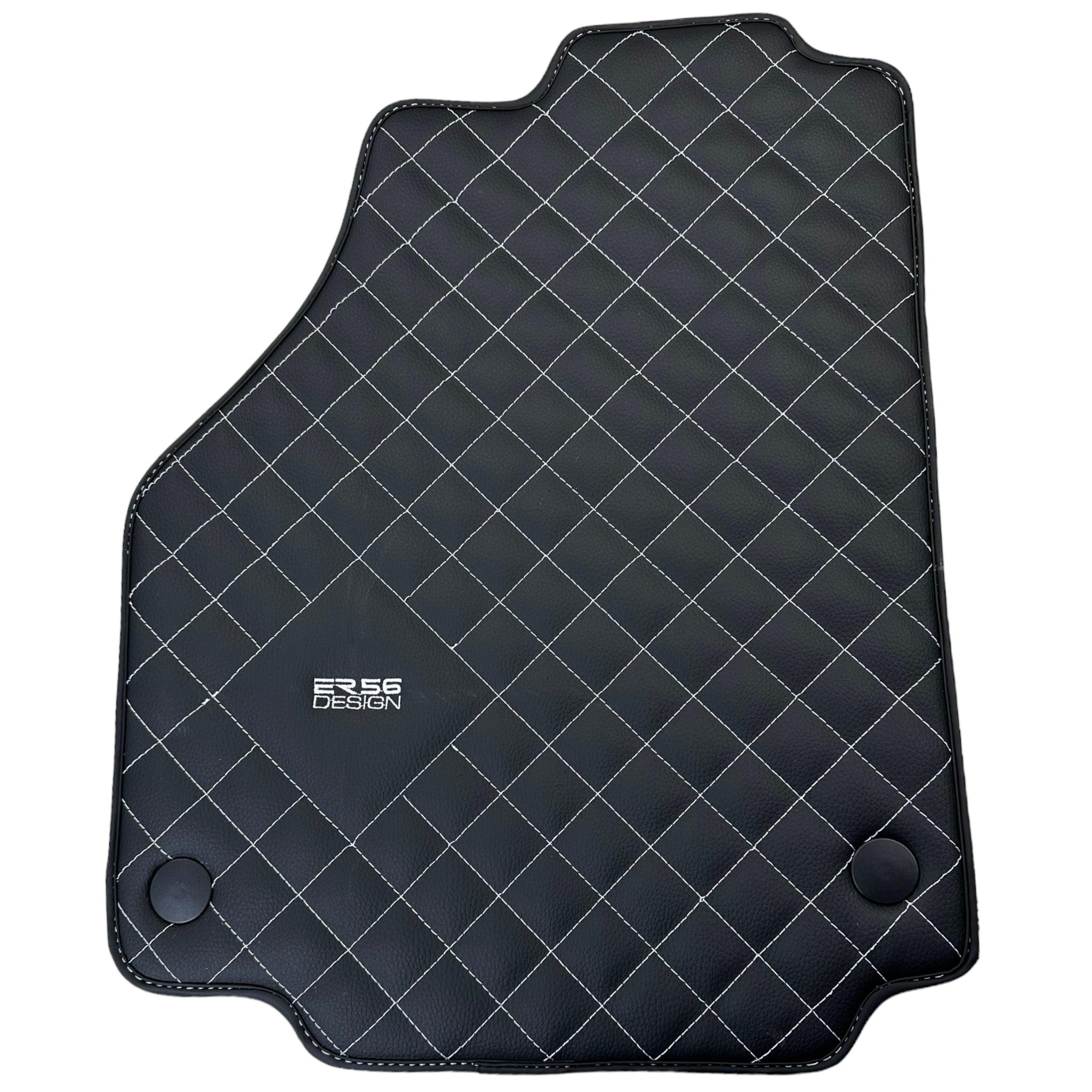 Leather Floor Mats for Ferrari 458 Spider (2012-2015) with White Sewing ER56 Design